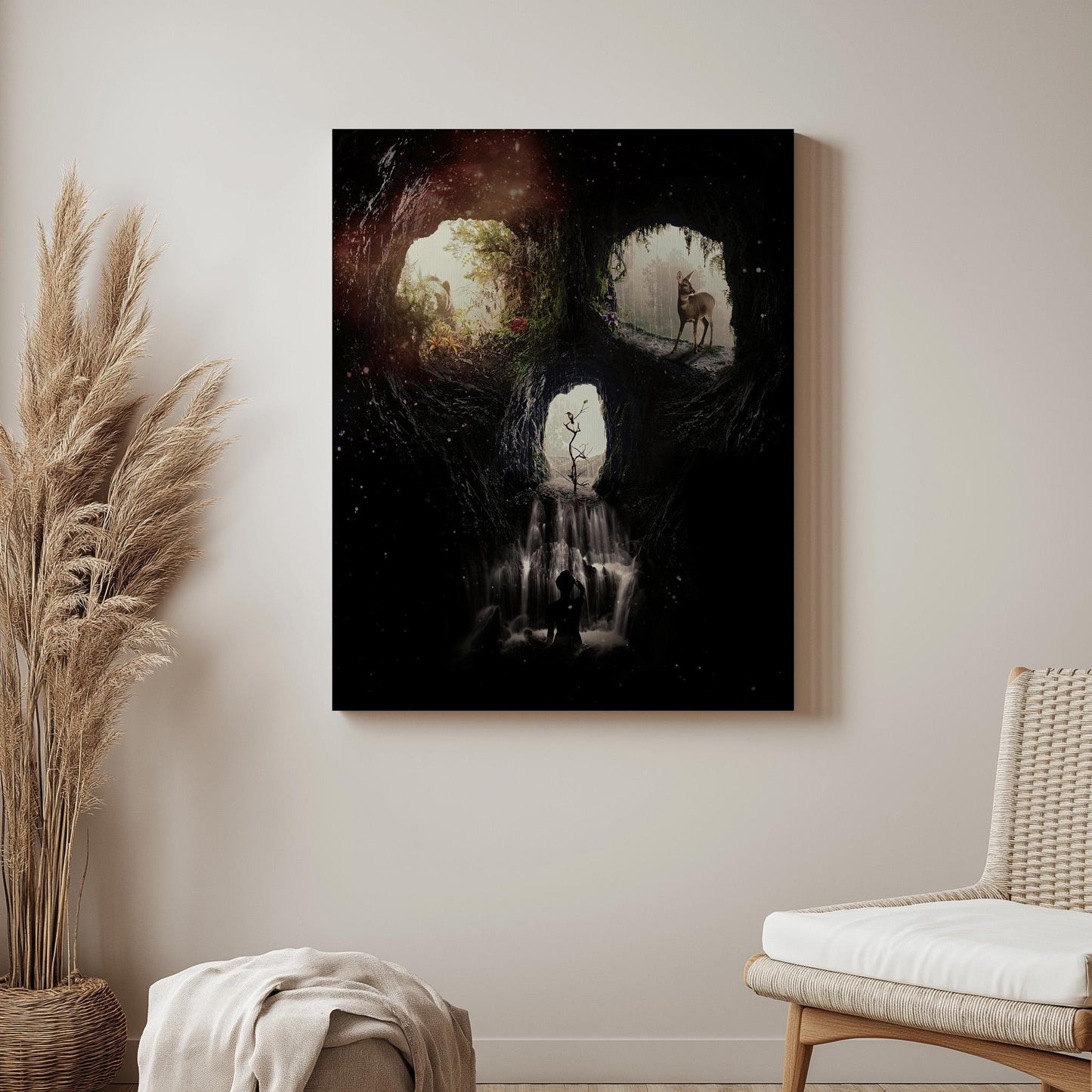 Skull Illusion Cave Artwork | Double Image Wall Art On Canvas, Poster And Framed Art Prints