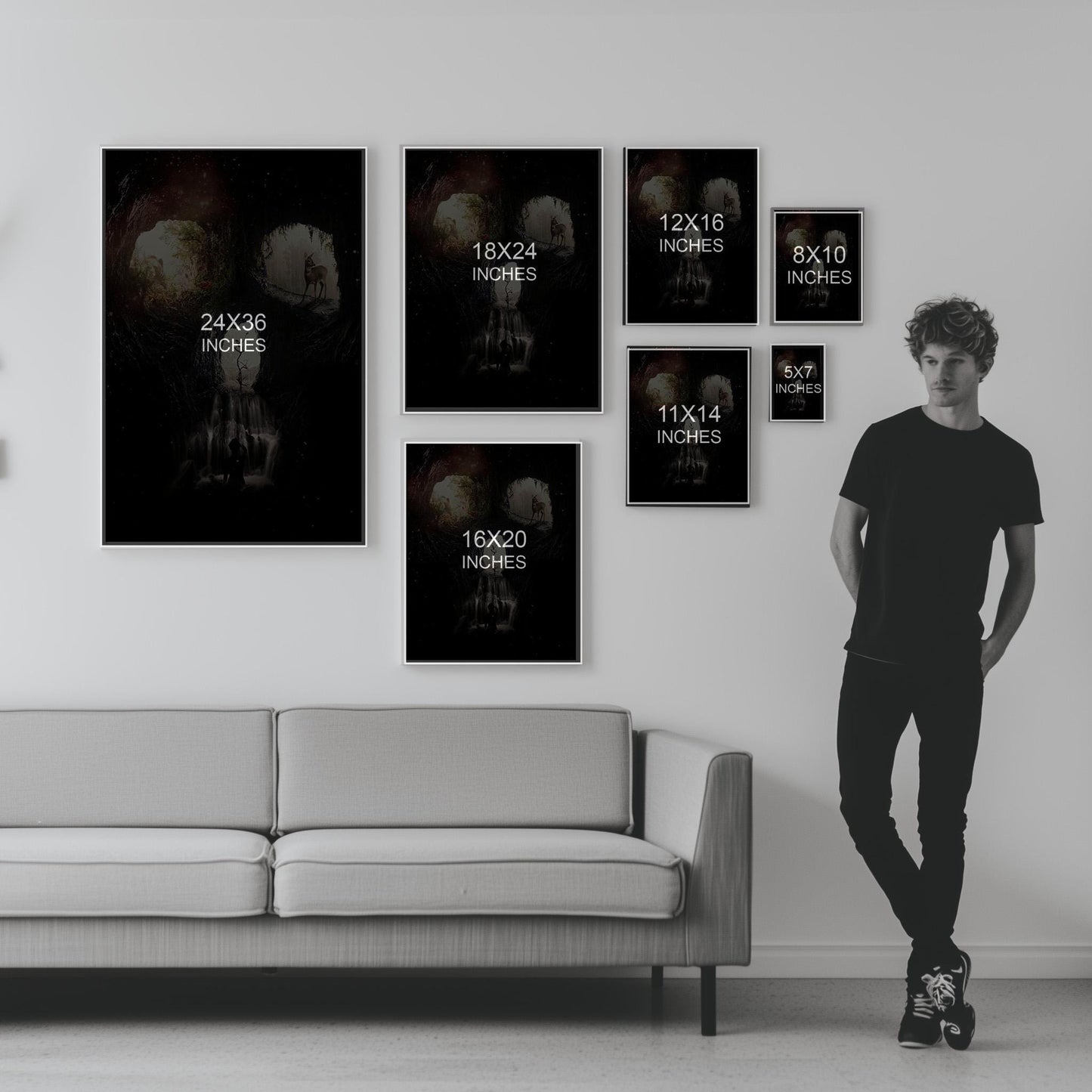 Skull Illusion Cave Artwork | Double Image Wall Art On Canvas, Poster And Framed Art Prints