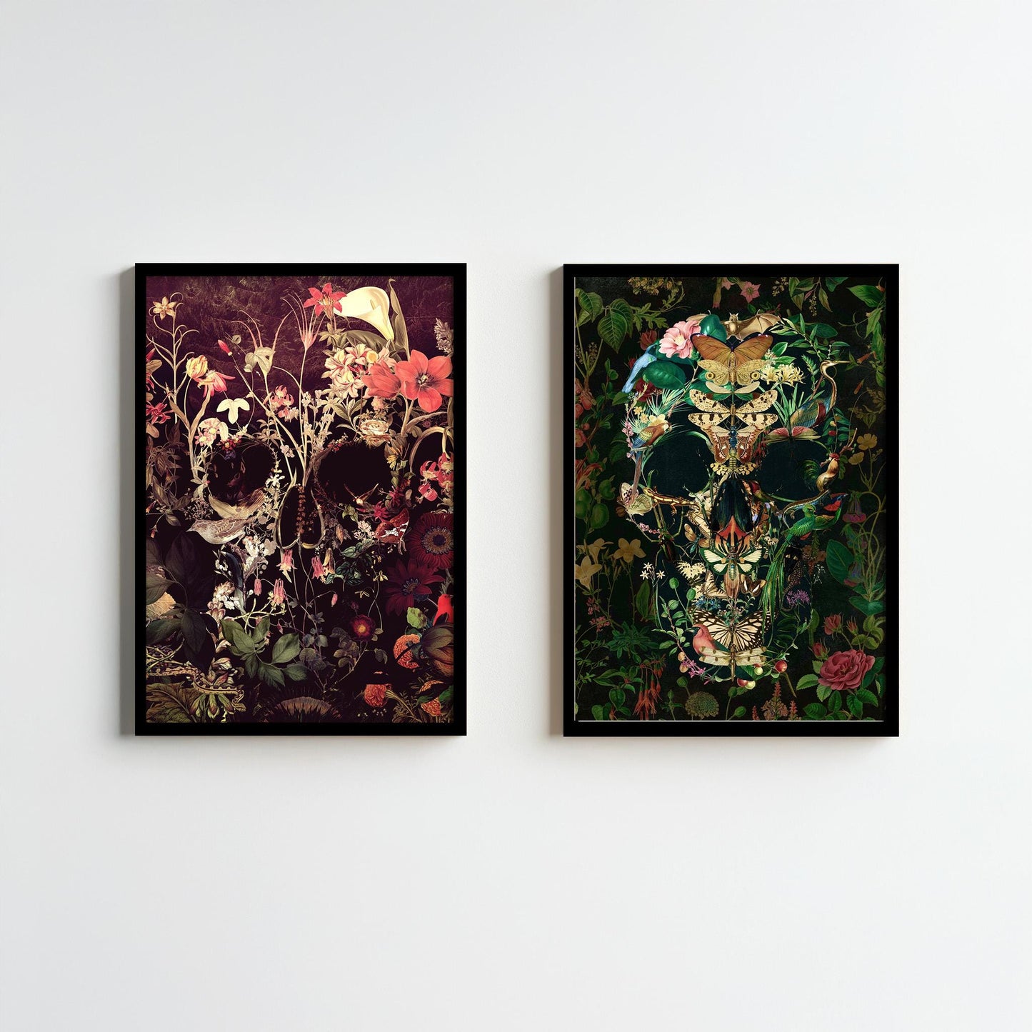2 Piece Skull Art Set, Boho Art Set | Canvas, Paper & Framed Gift Set Options