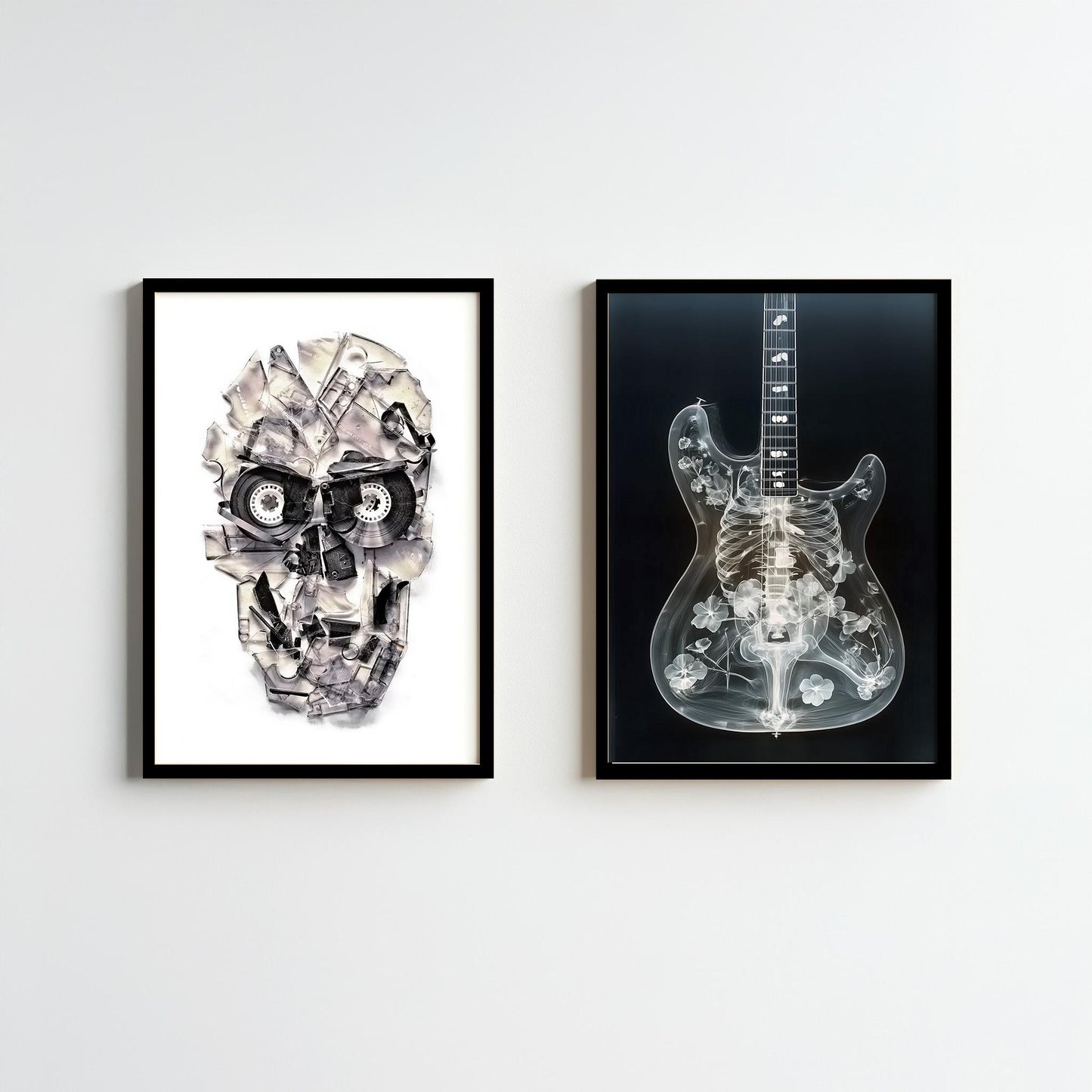 Music-Inspired Skull & Guitar Art Prints - Canvas, Framed, and Poster Options