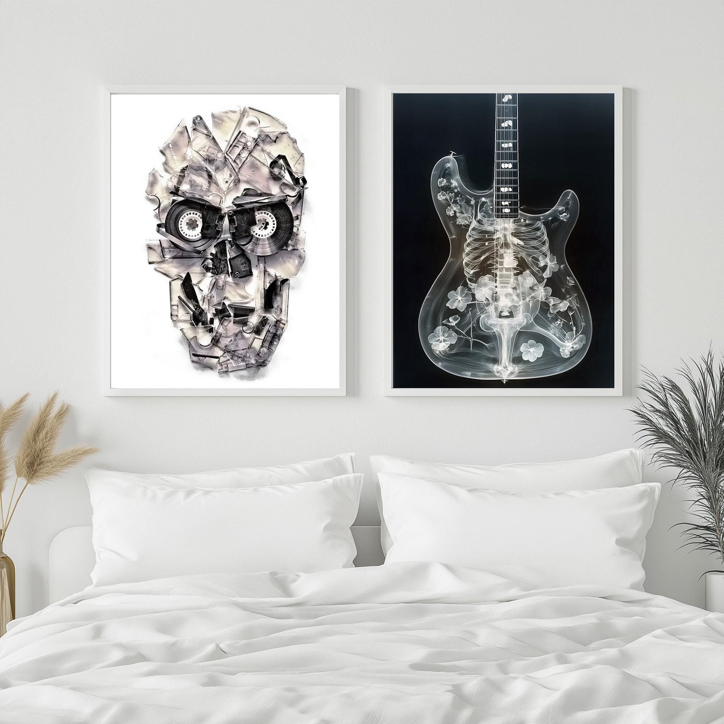 Music-Inspired Skull & Guitar Art Prints - Canvas, Framed, and Poster Options