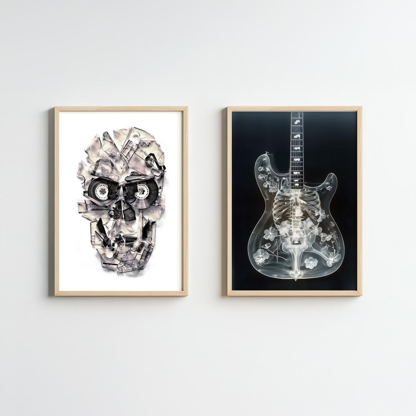 Music-Inspired Skull & Guitar Art Prints - Canvas, Framed, and Poster Options
