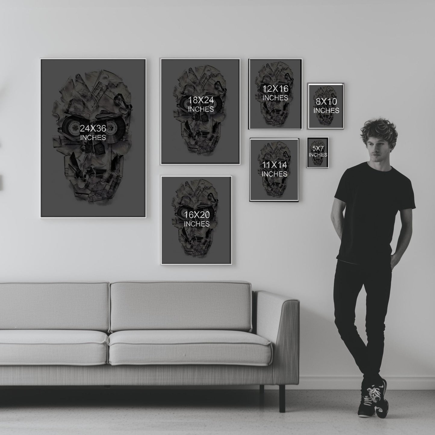 Music-Inspired Skull & Guitar Art Prints - Canvas, Framed, and Poster Options