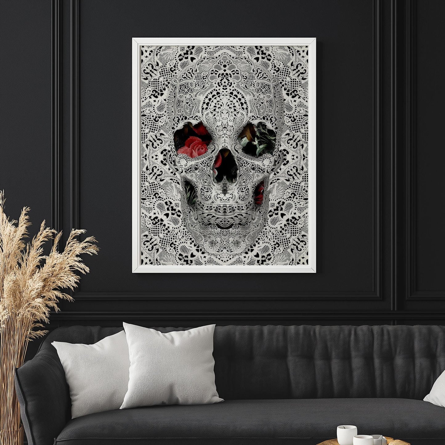 Skull Poster Gift, Black And White Art by Ali Gulec | Canvas, Paper & Framed Options