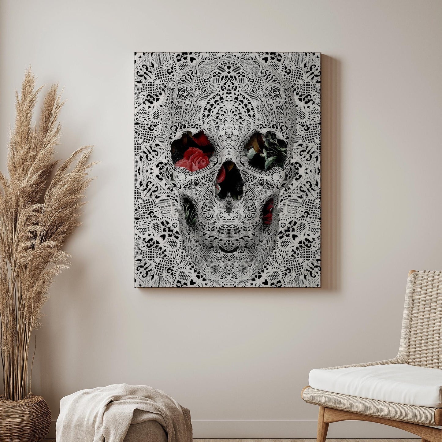 Skull Poster Gift, Black And White Art by Ali Gulec | Canvas, Paper & Framed Options