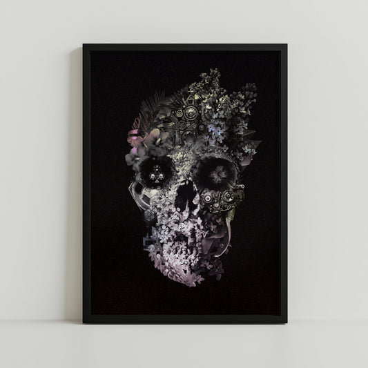 Floral Skull Art, Dark Skull Home Decor | Canvas, Paper & Framed Gift Options