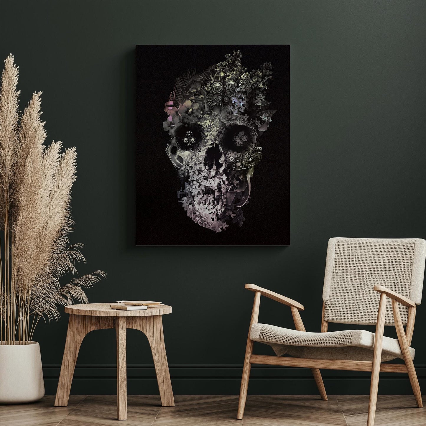 Floral Skull Art, Dark Skull Home Decor | Canvas, Paper & Framed Gift Options