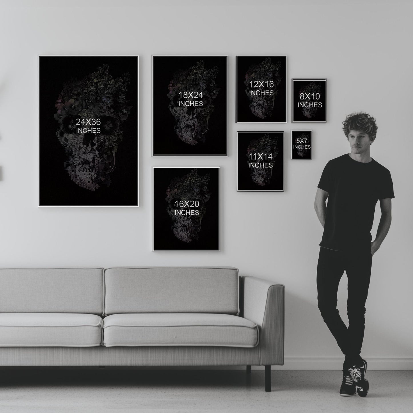 Floral Skull Art, Dark Skull Home Decor | Canvas, Paper & Framed Gift Options