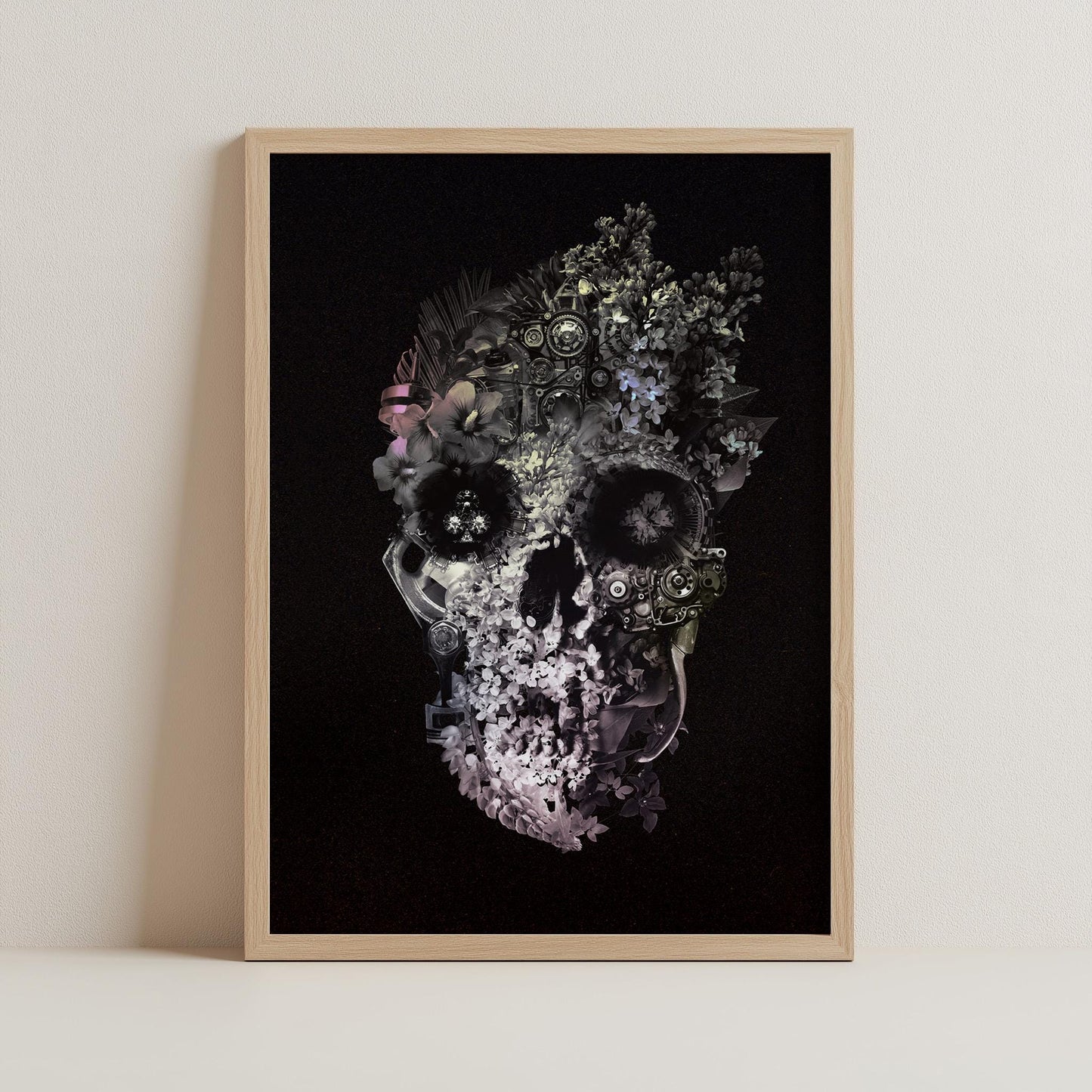 Floral Skull Art, Dark Skull Home Decor | Canvas, Paper & Framed Gift Options