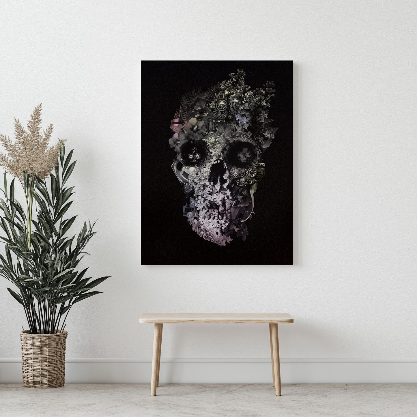 Floral Skull Art, Dark Skull Home Decor | Canvas, Paper & Framed Gift Options