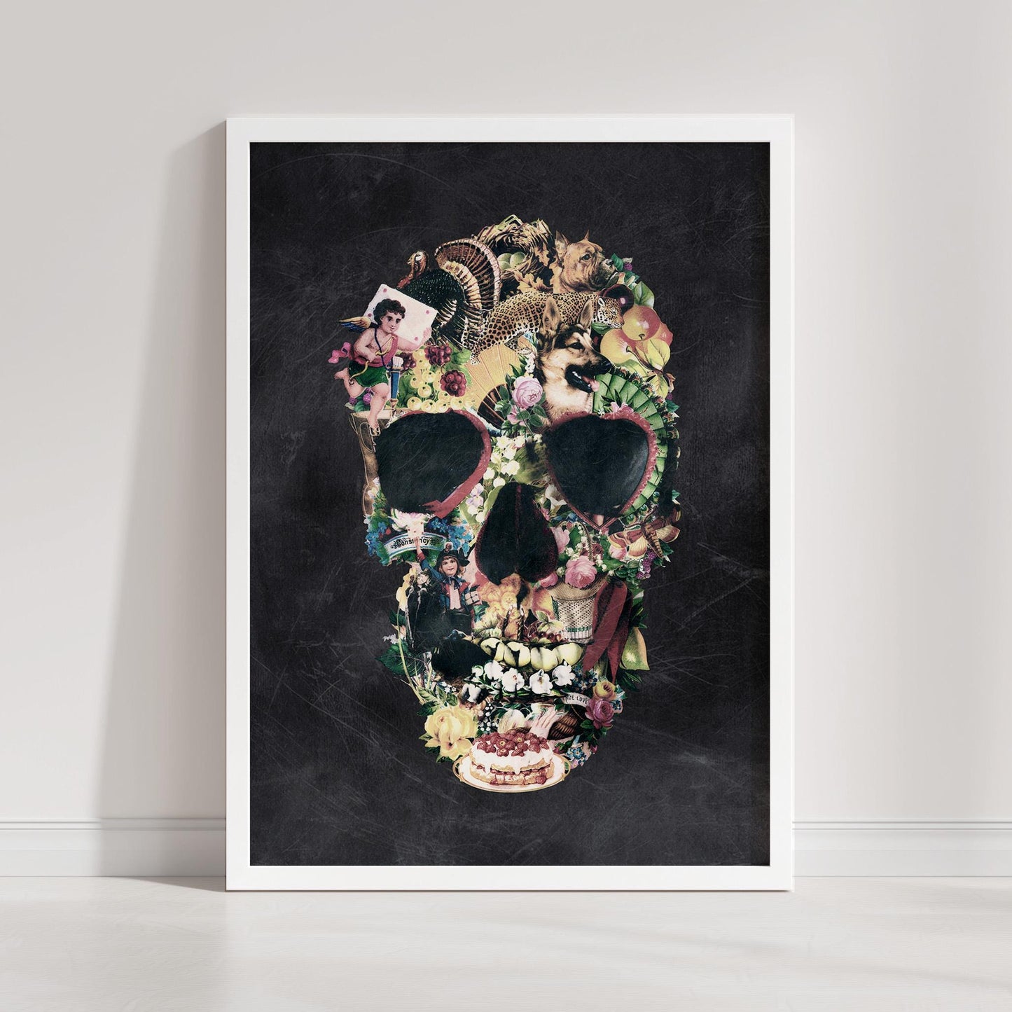 Vintage-Inspired Skull Collage Art - Unique Skull Gift As Canvas & Poster Art Print