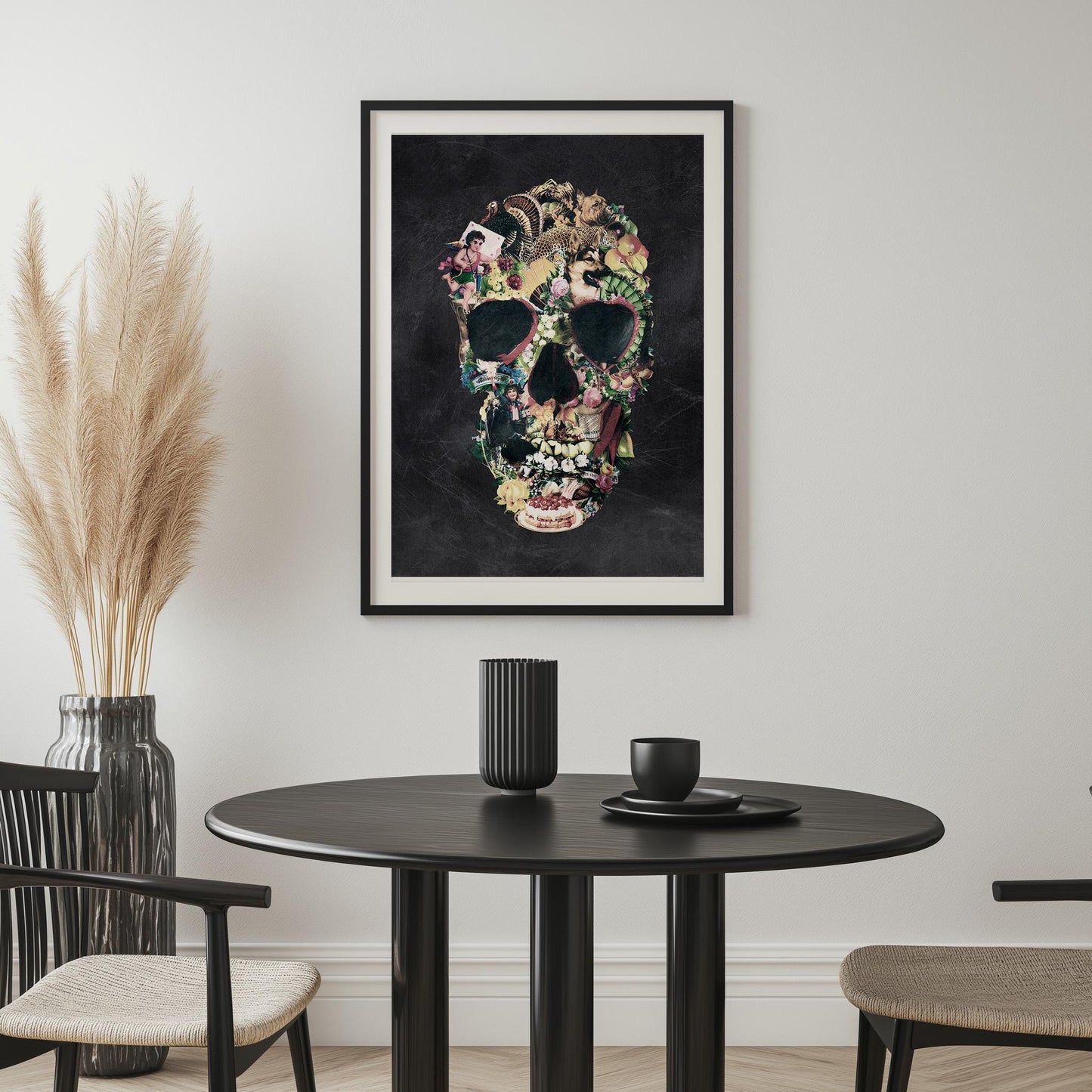 Vintage-Inspired Skull Collage Art - Unique Skull Gift As Canvas & Poster Art Print