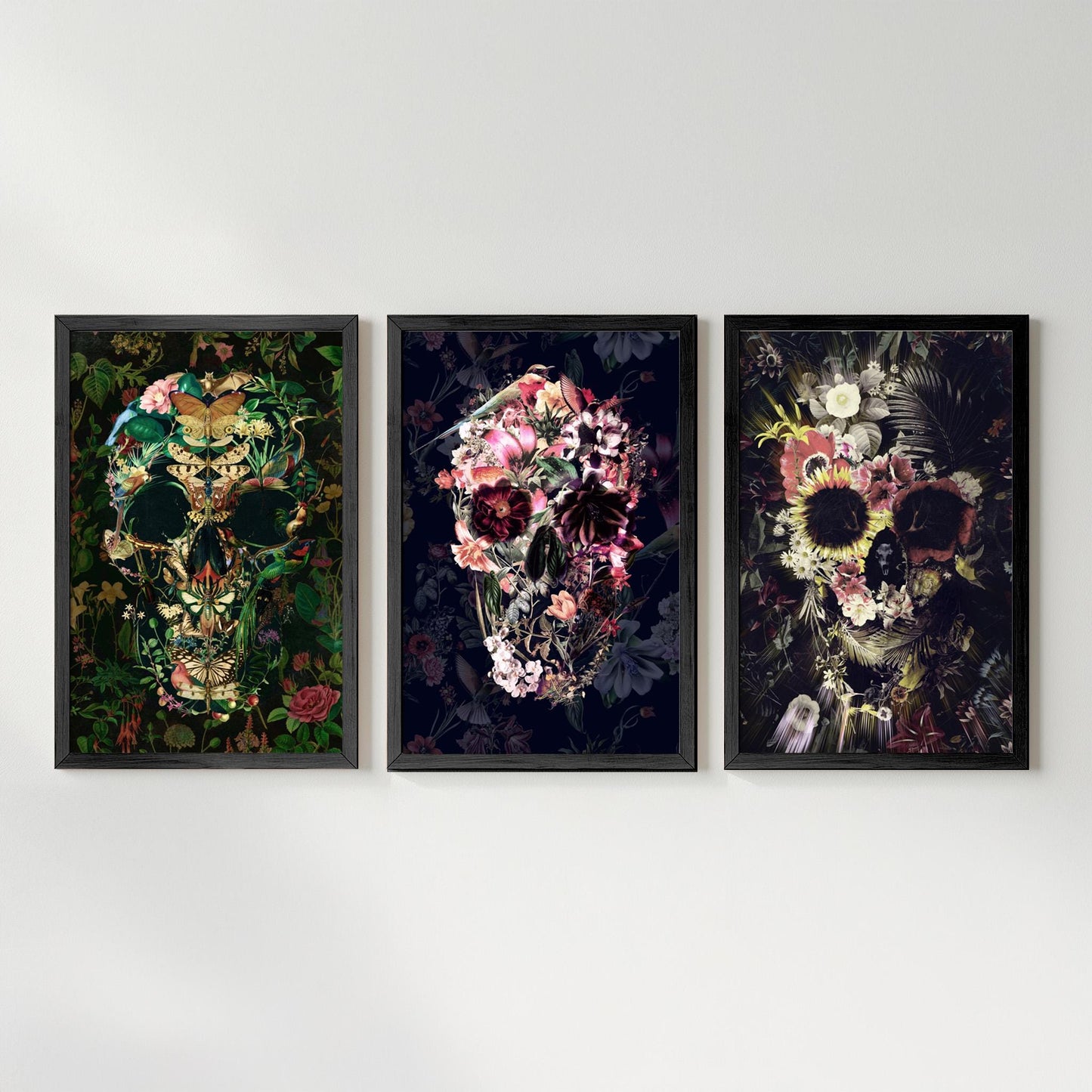 Floral Art Set, Boho Skull Set Of 3 | Canvas, Paper & Framed Gift Set Options
