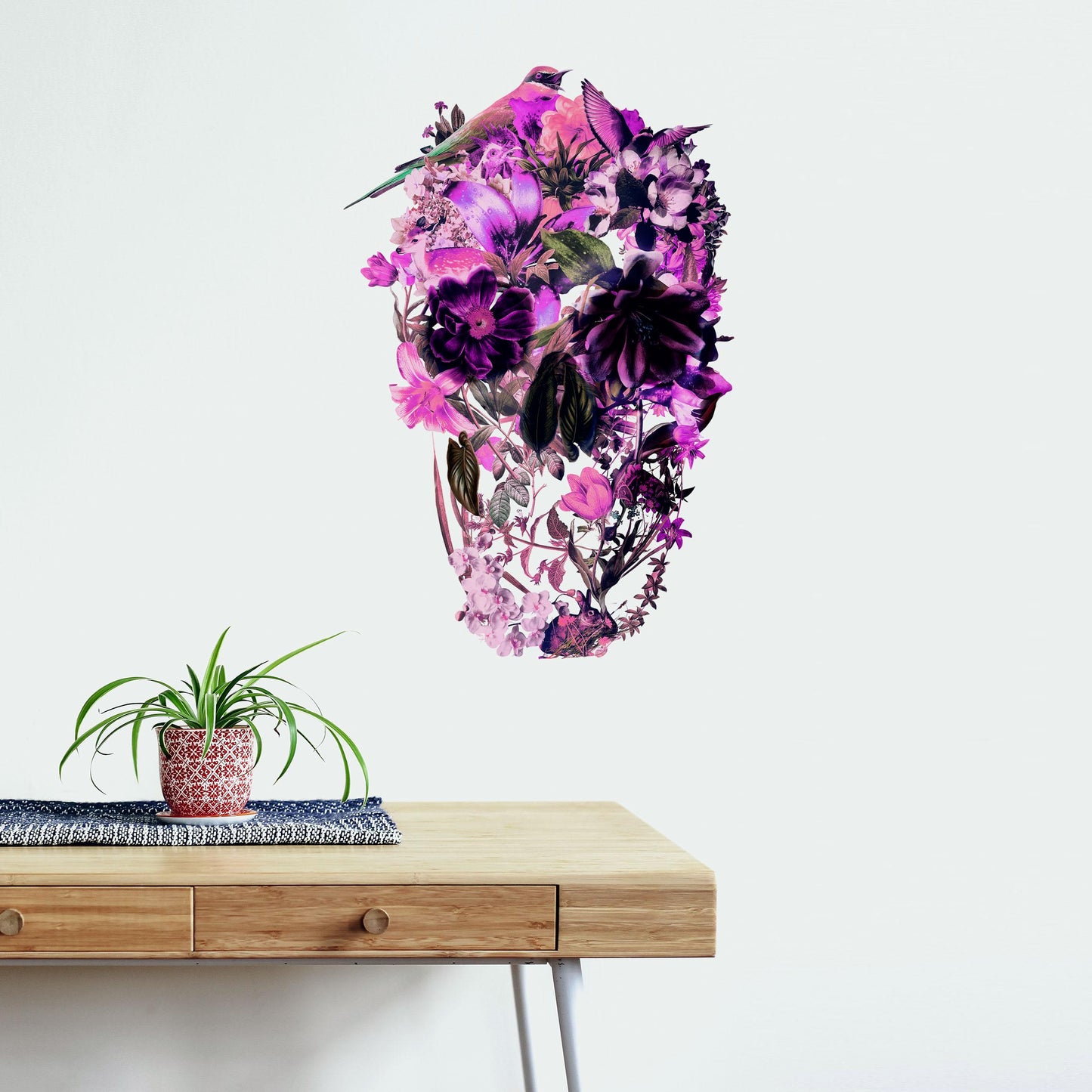 Large Floral Skull Wall Decal | Lavender Tone Art Sticker