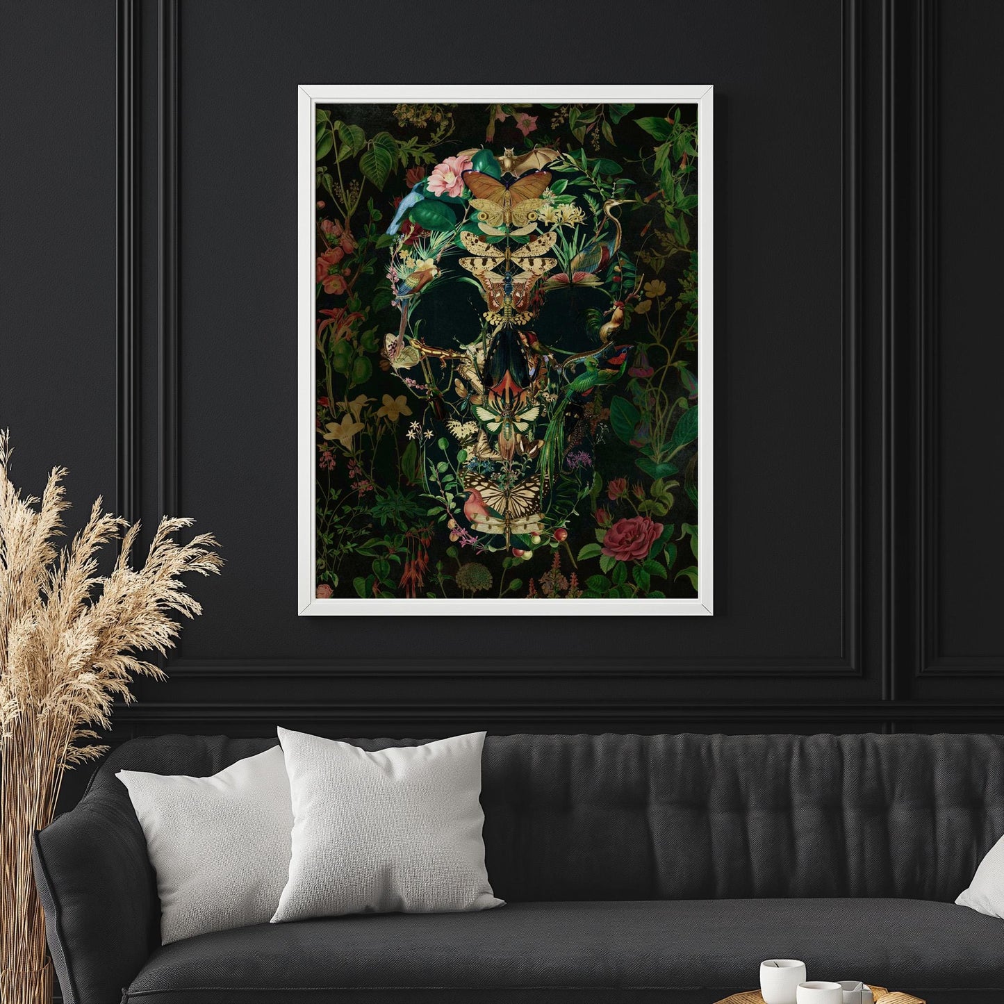 Floral Skull Art Print | Canvas, Poster & Framed Options