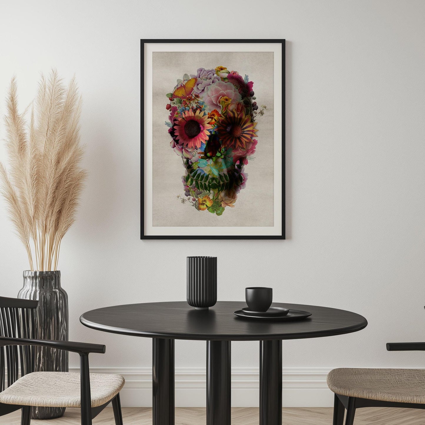 Floral Skull Art by Ali Gulec | Printed on Canvas & Paper
