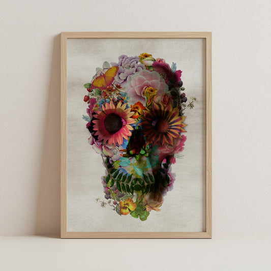 Floral Skull Art by Ali Gulec | Printed on Canvas & Paper