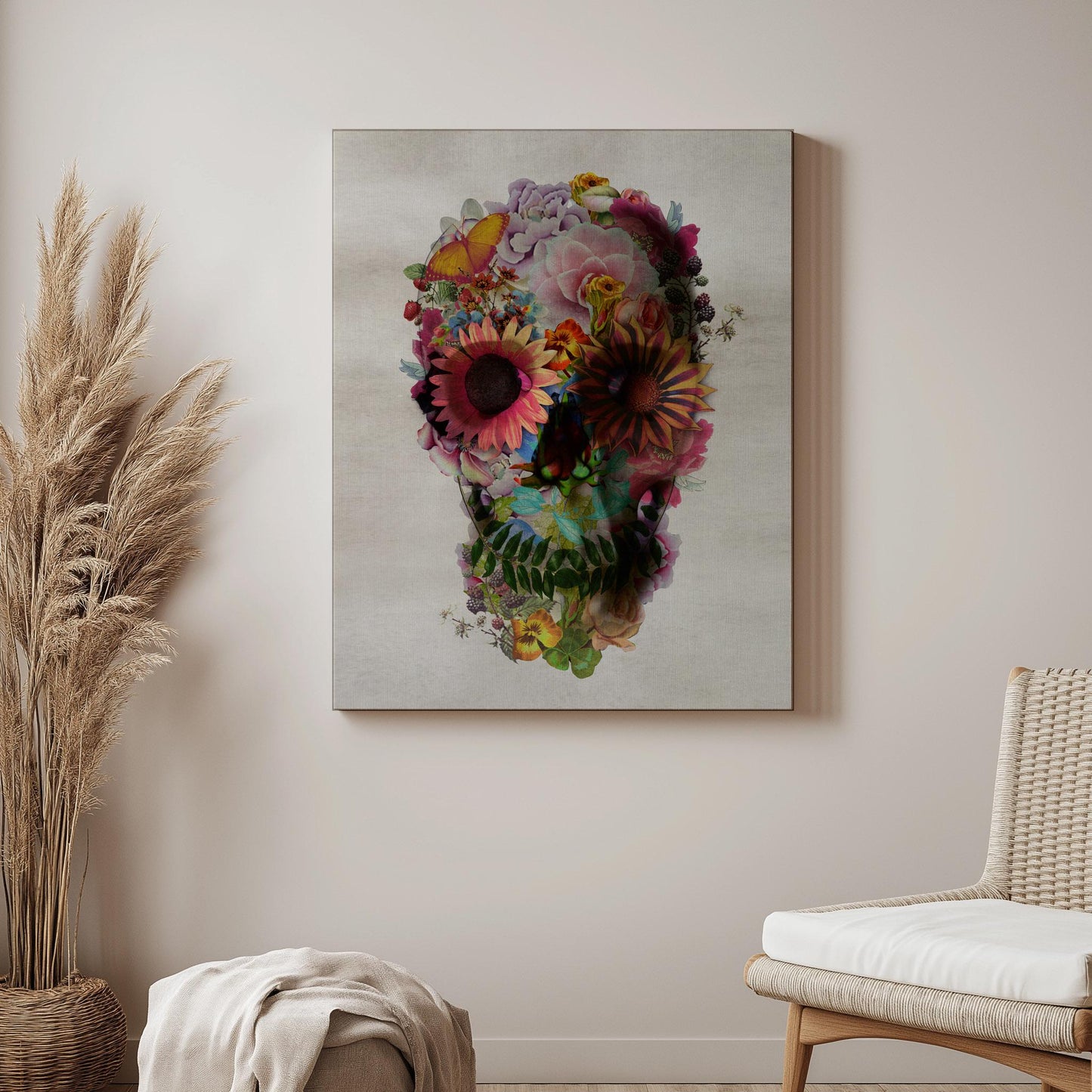 Floral Skull Art by Ali Gulec | Printed on Canvas & Paper