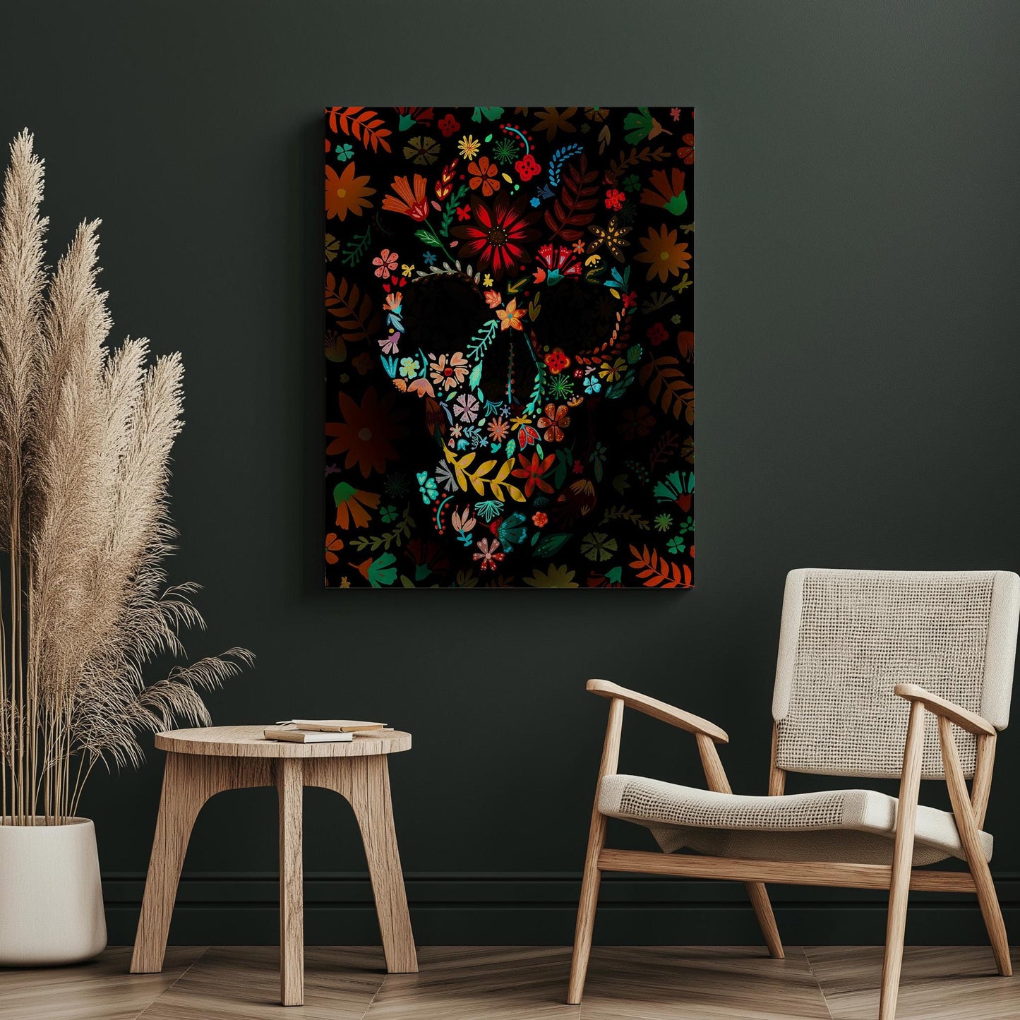 Botanical Skull Illusion Art Print - Unique Floral Composition