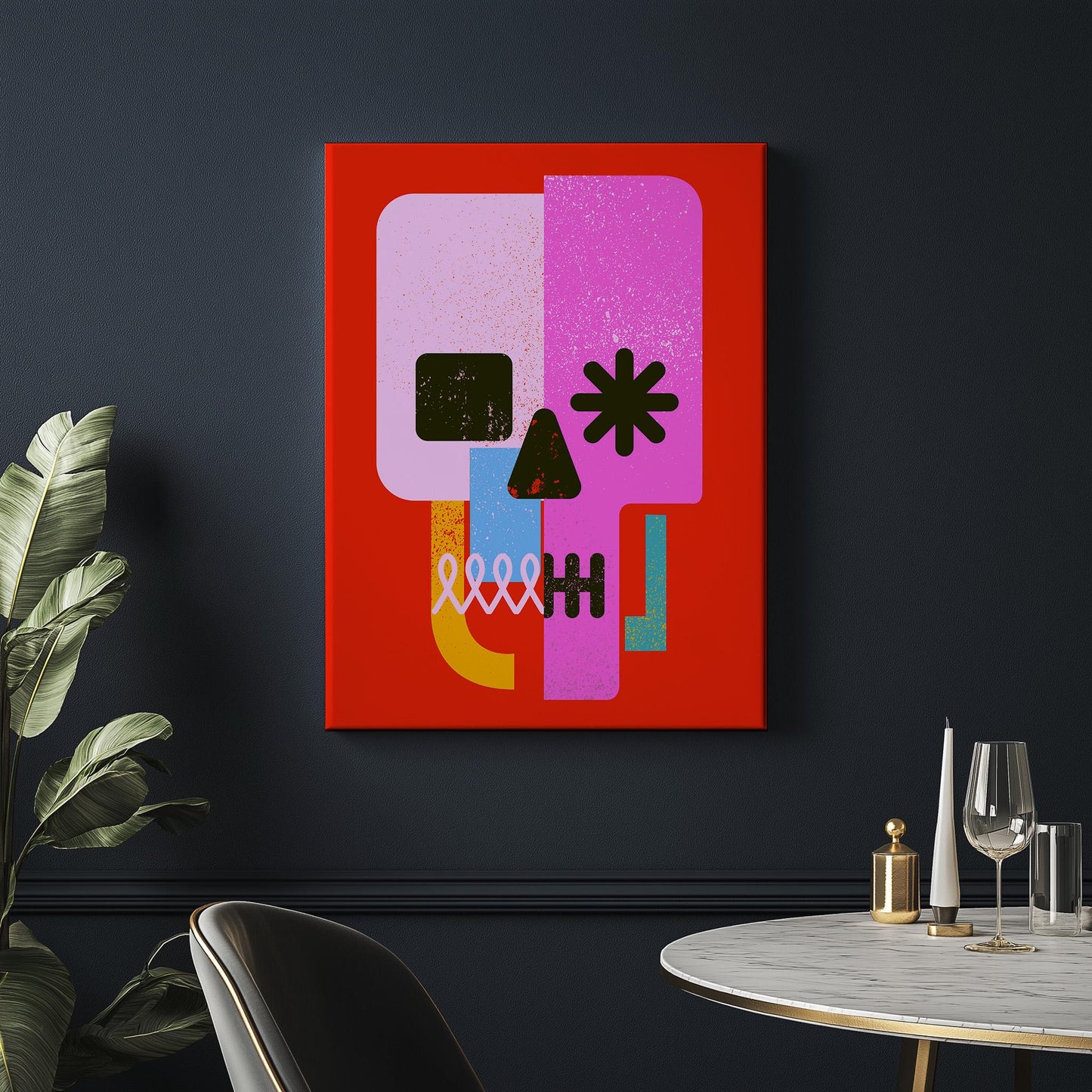Pop Art Illustration | Colorful Skull Art on Canvas & Framed Options