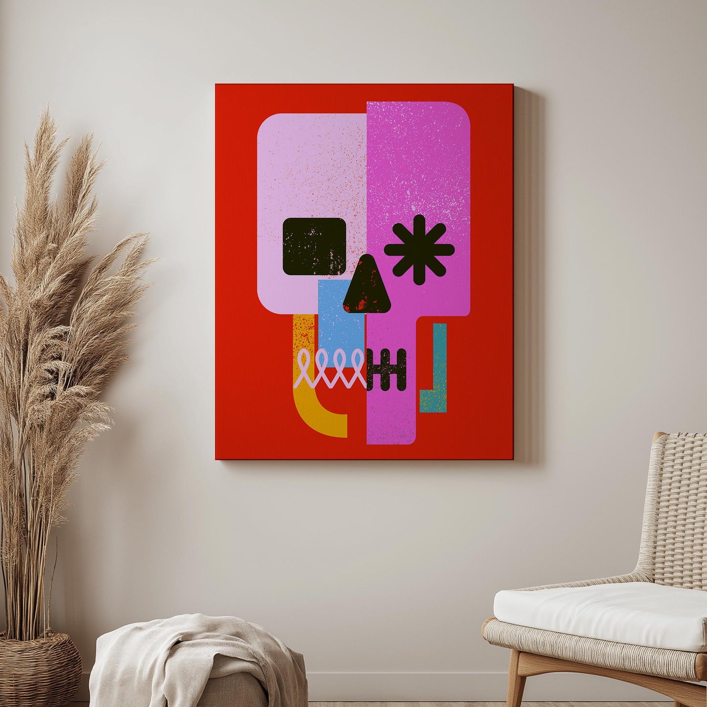 Pop Art Illustration | Colorful Skull Art on Canvas & Framed Options