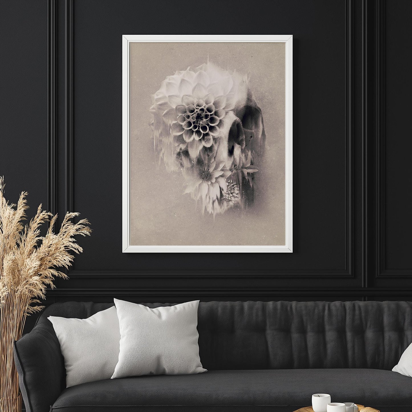 Boho Skull Art, Floral Skull Home Decor | Canvas, Paper & Framed Gift Options
