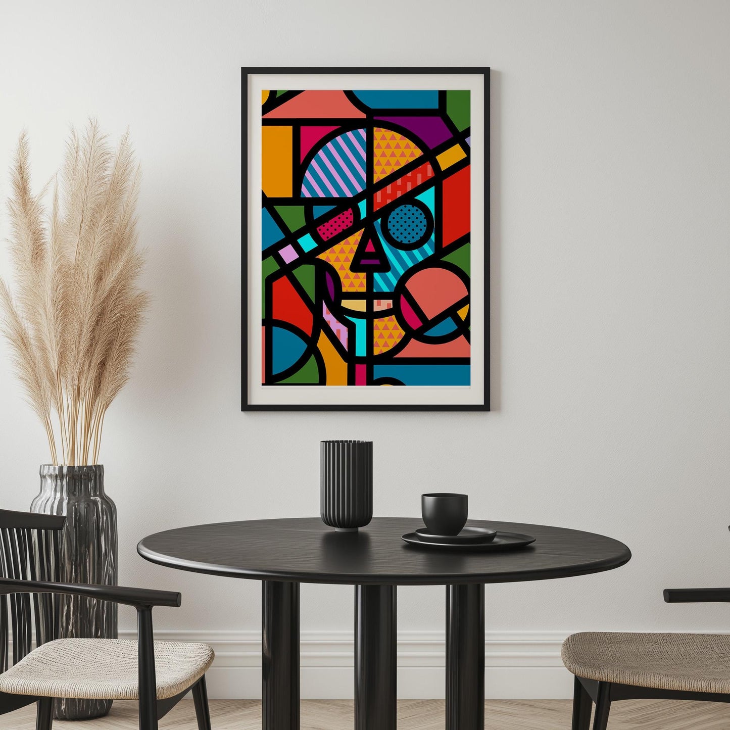 Pop Art Skull Illustration | Colorful Skull Art Gift on Canvas & Framed Options