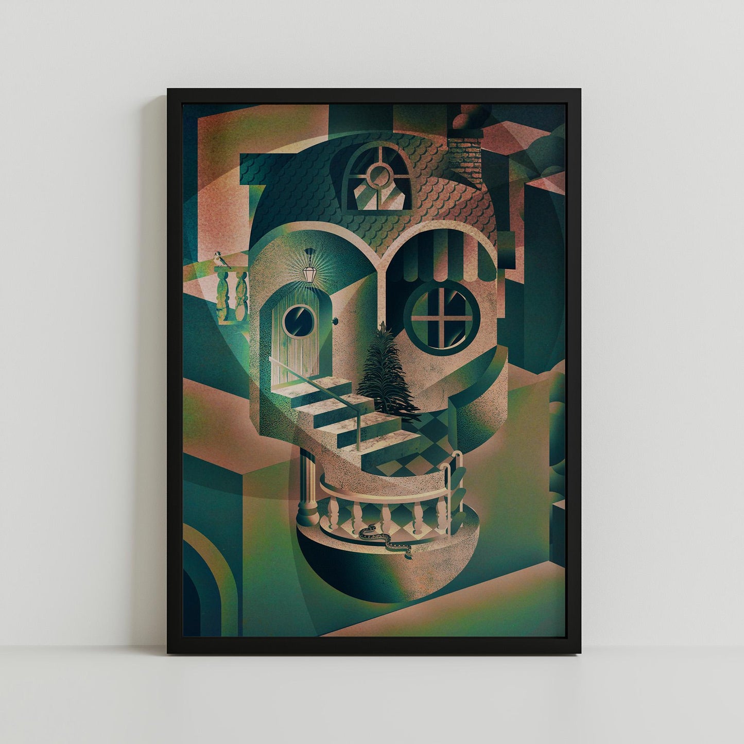 Architectural Skull Art Print | Surreal Design on Canvas & Framed Options