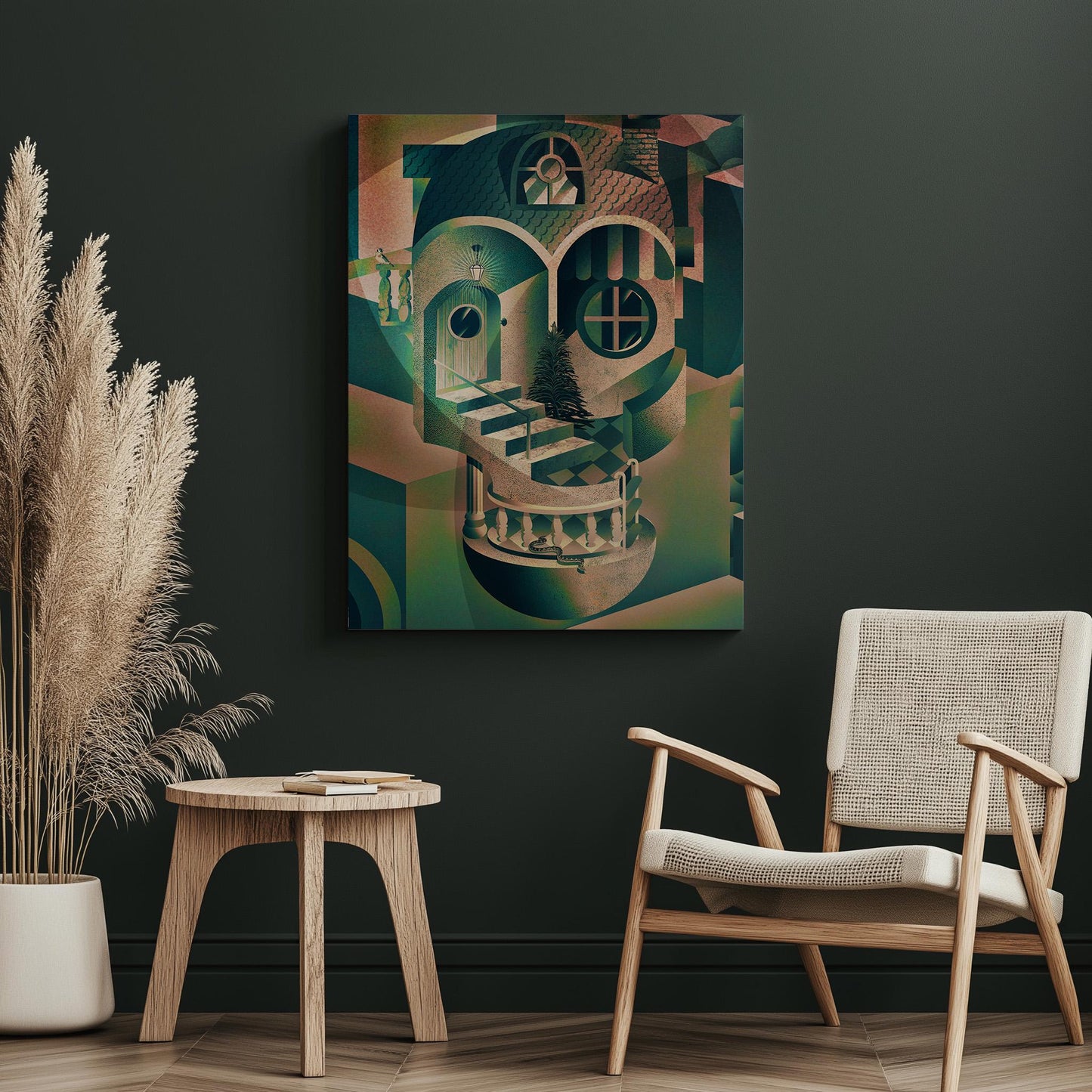 Architectural Skull Art Print | Surreal Design on Canvas & Framed Options