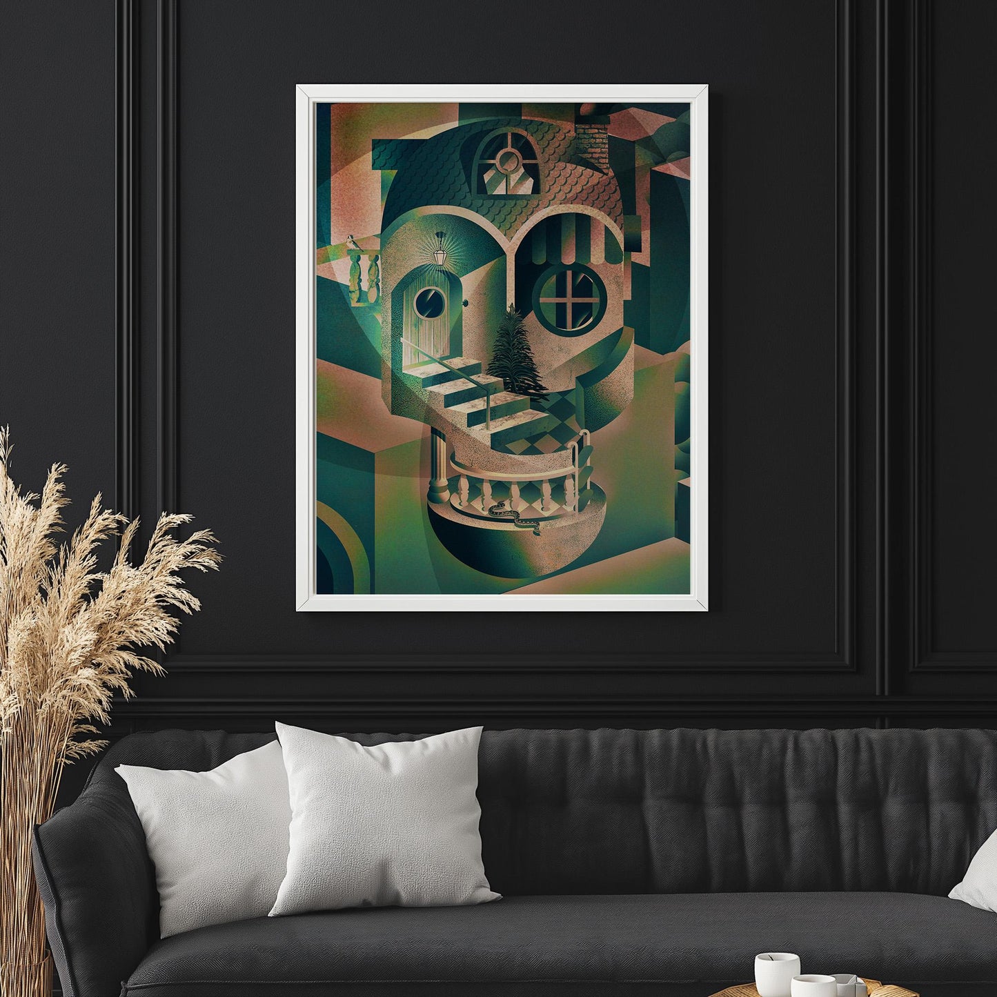 Architectural Skull Art Print | Surreal Design on Canvas & Framed Options