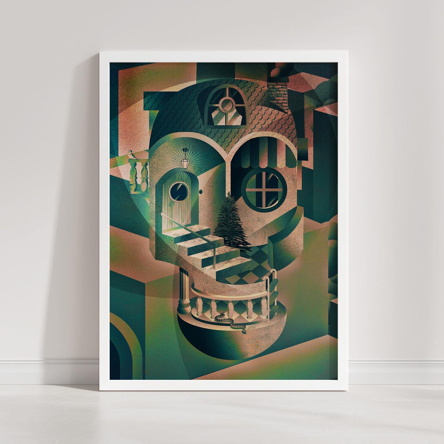 Architectural Skull Art Print | Surreal Design on Canvas & Framed Options
