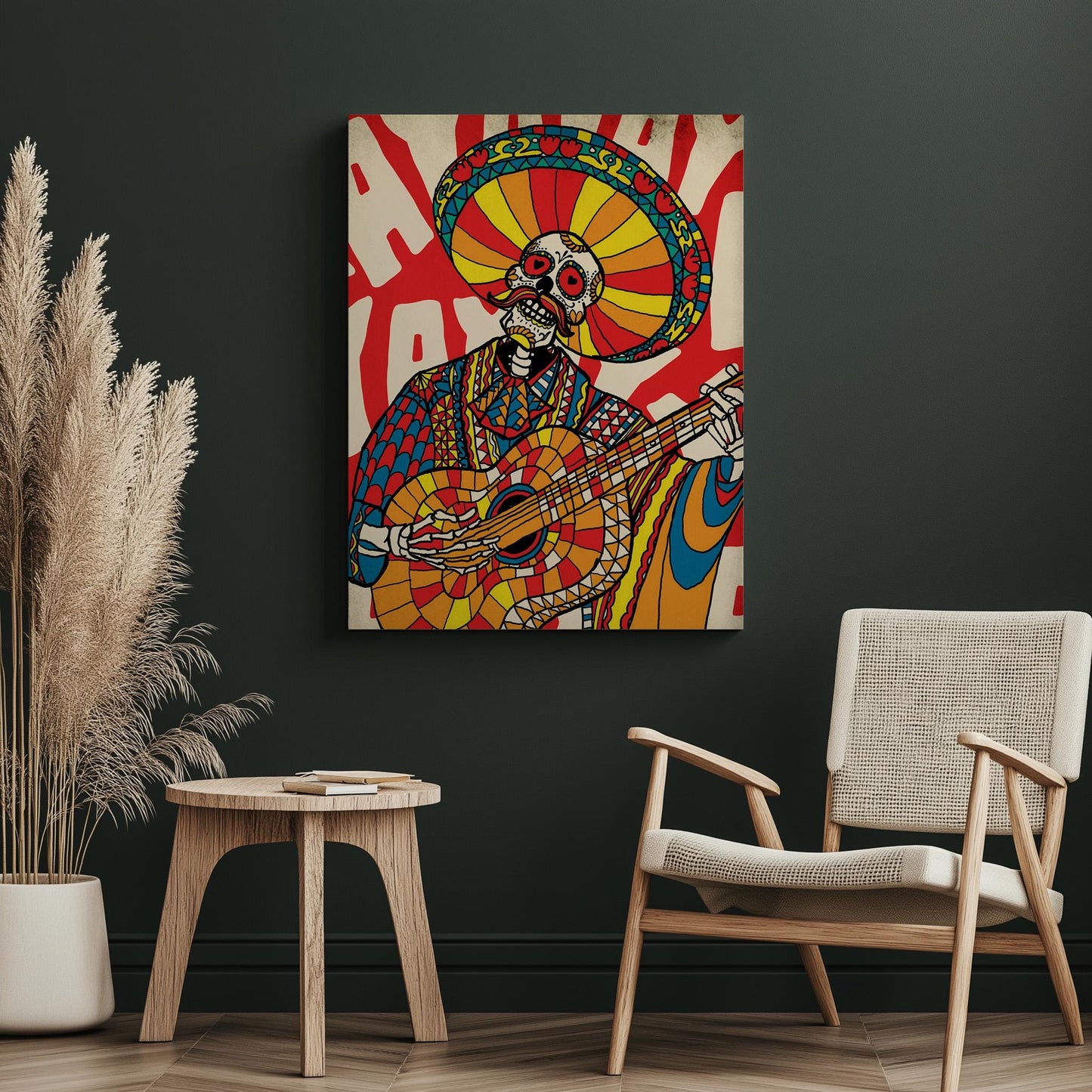 Mariachi Skeleton Vibrant Print | Day of the Dead Art | Canvas & Framed Prints