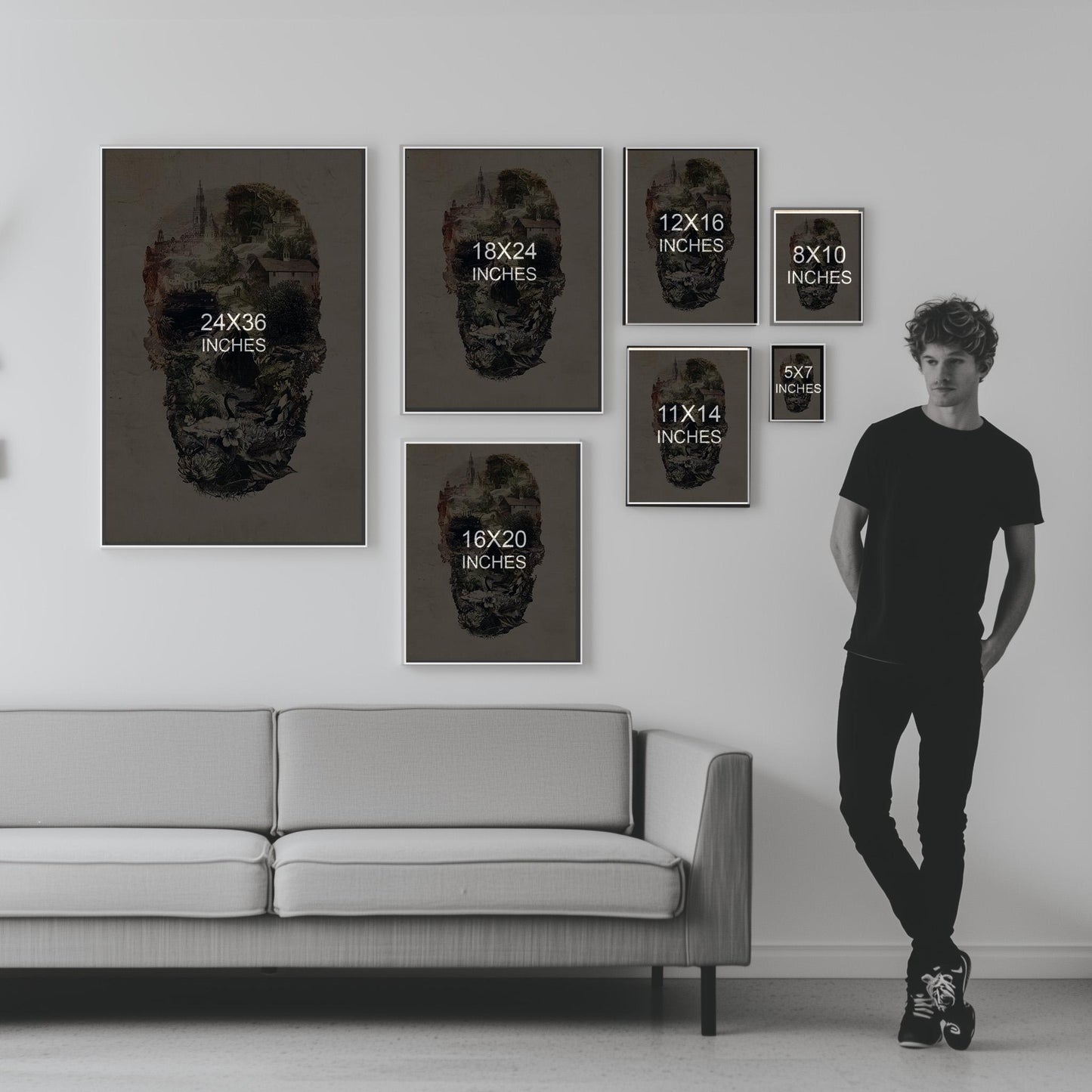 Landscape Skull Art | Intricate Nature and Architecture Design | Surreal Design on Canvas & Framed Options