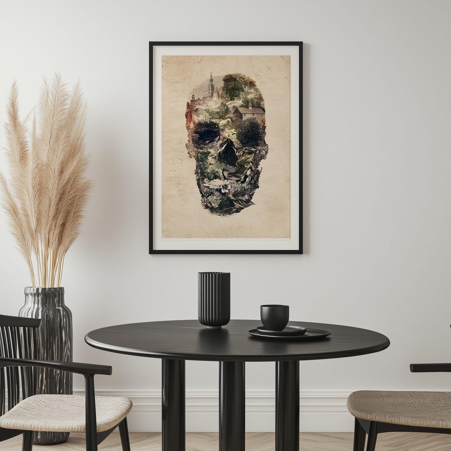 Landscape Skull Art | Intricate Nature and Architecture Design | Surreal Design on Canvas & Framed Options
