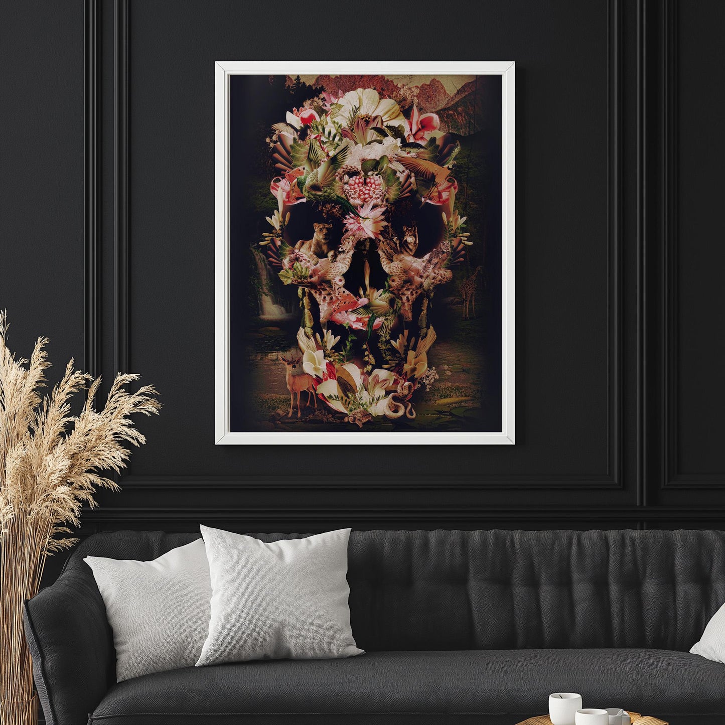 Nature Skull Art, Animal and Floral Poster, Sugar Skull Gift | Available on Canvas & Paper