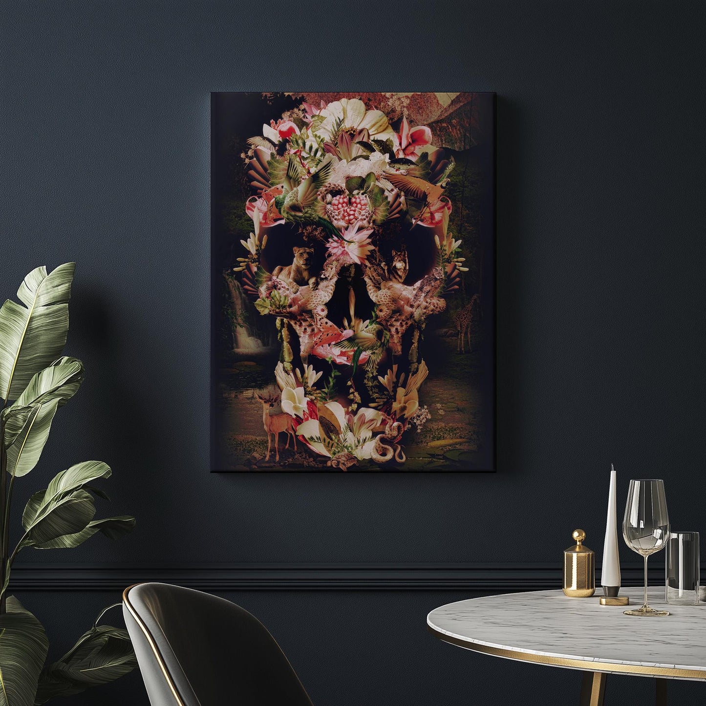 Nature Skull Art, Animal and Floral Poster, Sugar Skull Gift | Available on Canvas & Paper