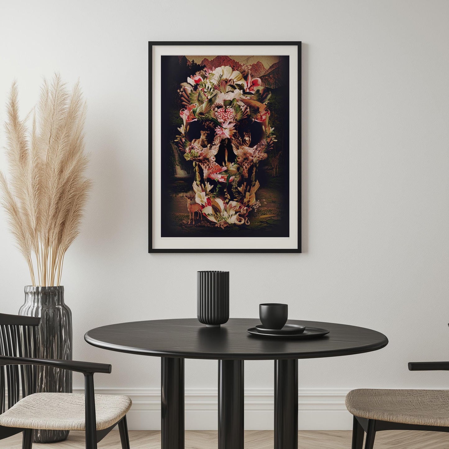 Nature Skull Art, Animal and Floral Poster, Sugar Skull Gift | Available on Canvas & Paper