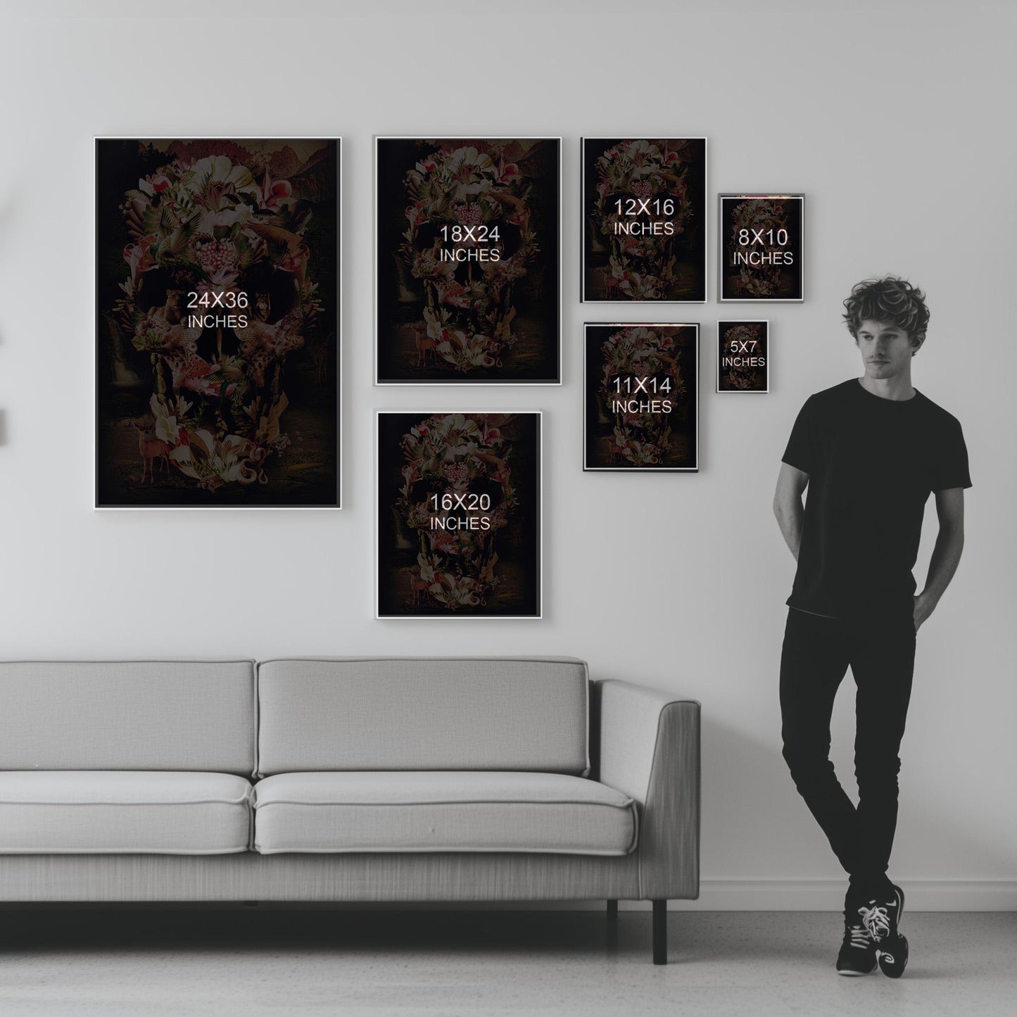 Nature Skull Art, Animal and Floral Poster, Sugar Skull Gift | Available on Canvas & Paper