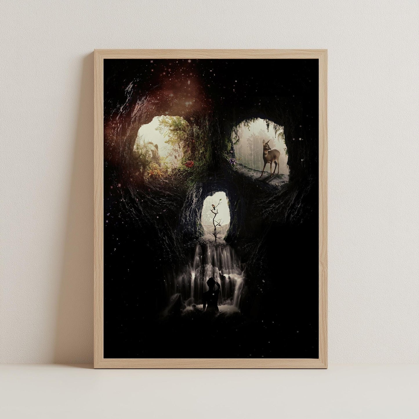 Skull Illusion Cave Artwork | Double Image Wall Art On Canvas, Poster And Framed Art Prints