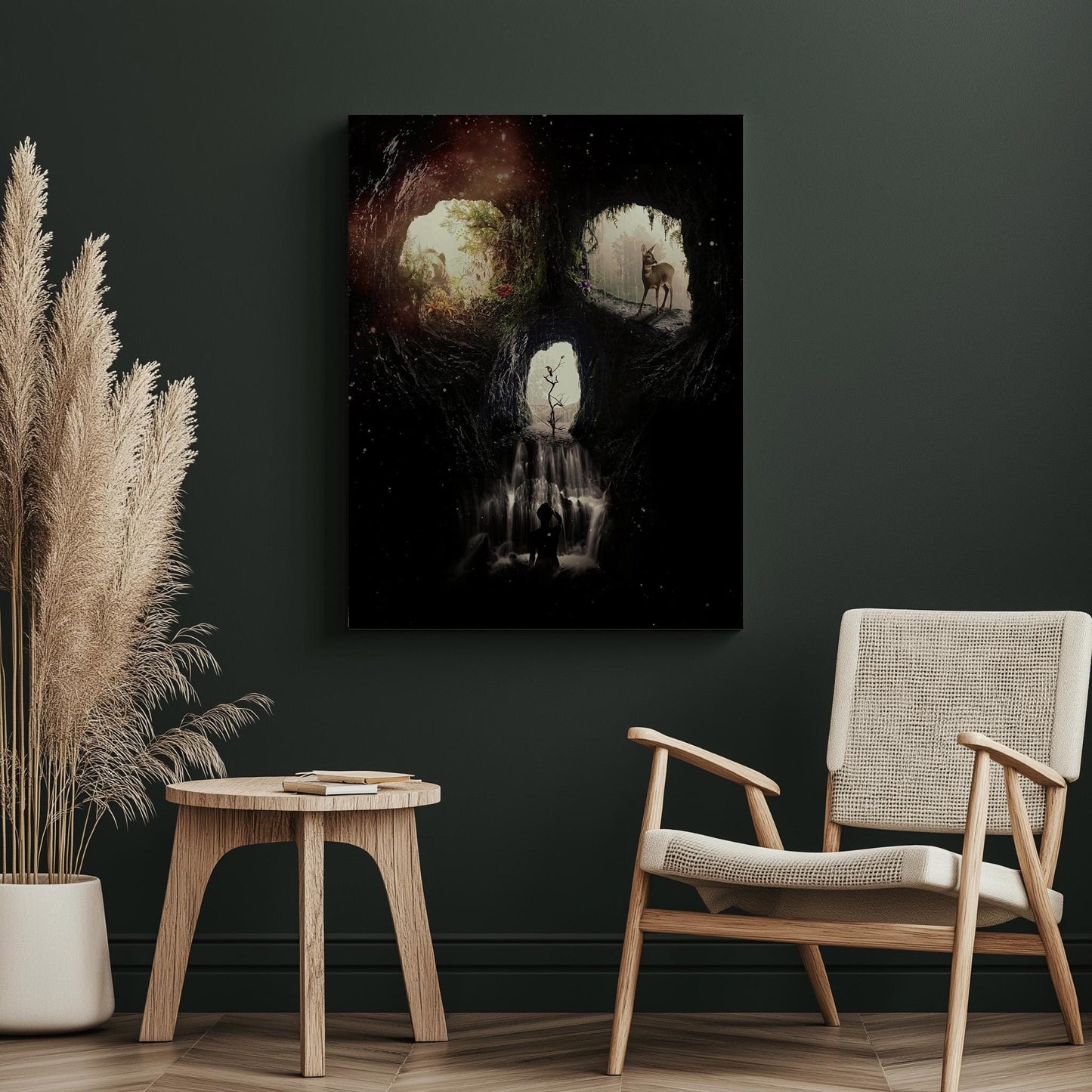 Skull Illusion Cave Artwork | Double Image Wall Art On Canvas, Poster And Framed Art Prints