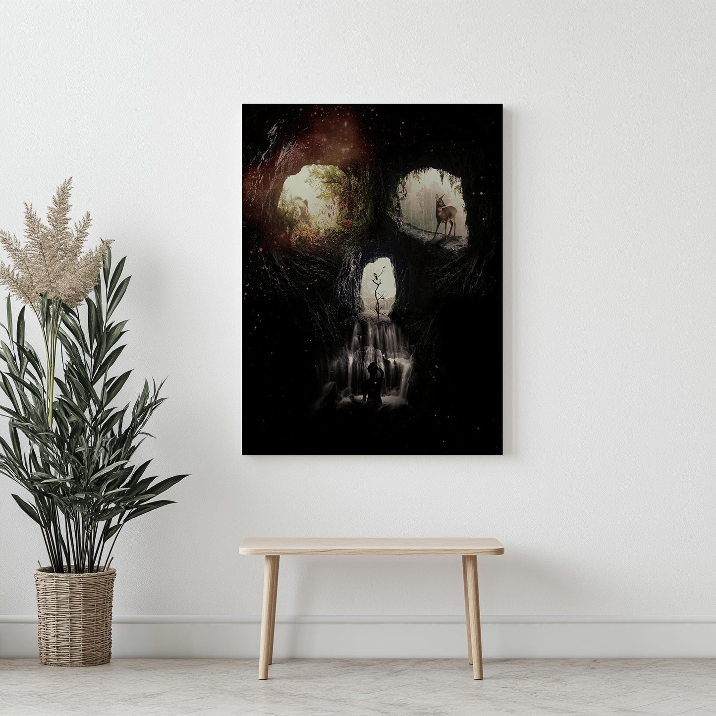 Skull Illusion Cave Artwork | Double Image Wall Art On Canvas, Poster And Framed Art Prints