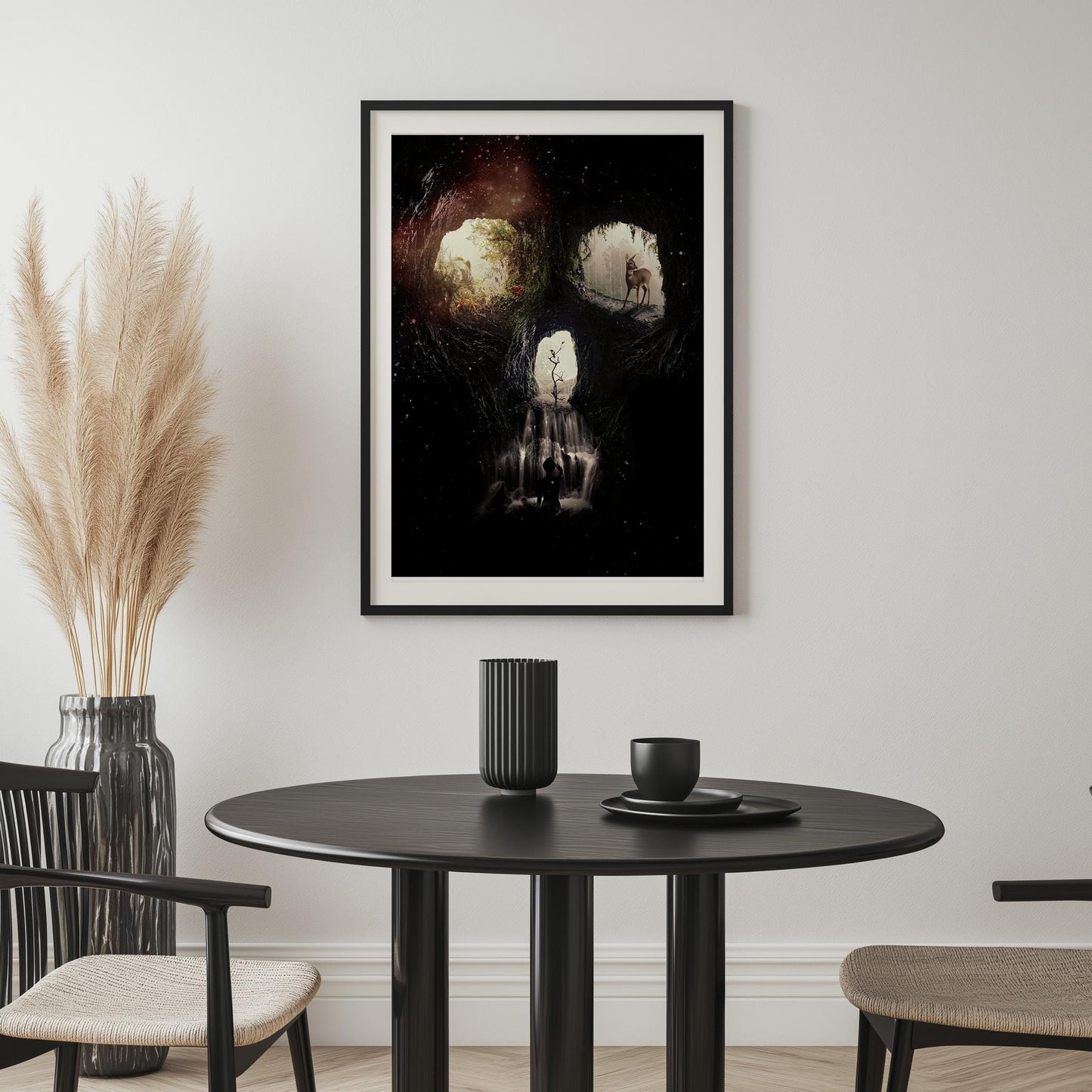 Skull Illusion Cave Artwork | Double Image Wall Art On Canvas, Poster And Framed Art Prints