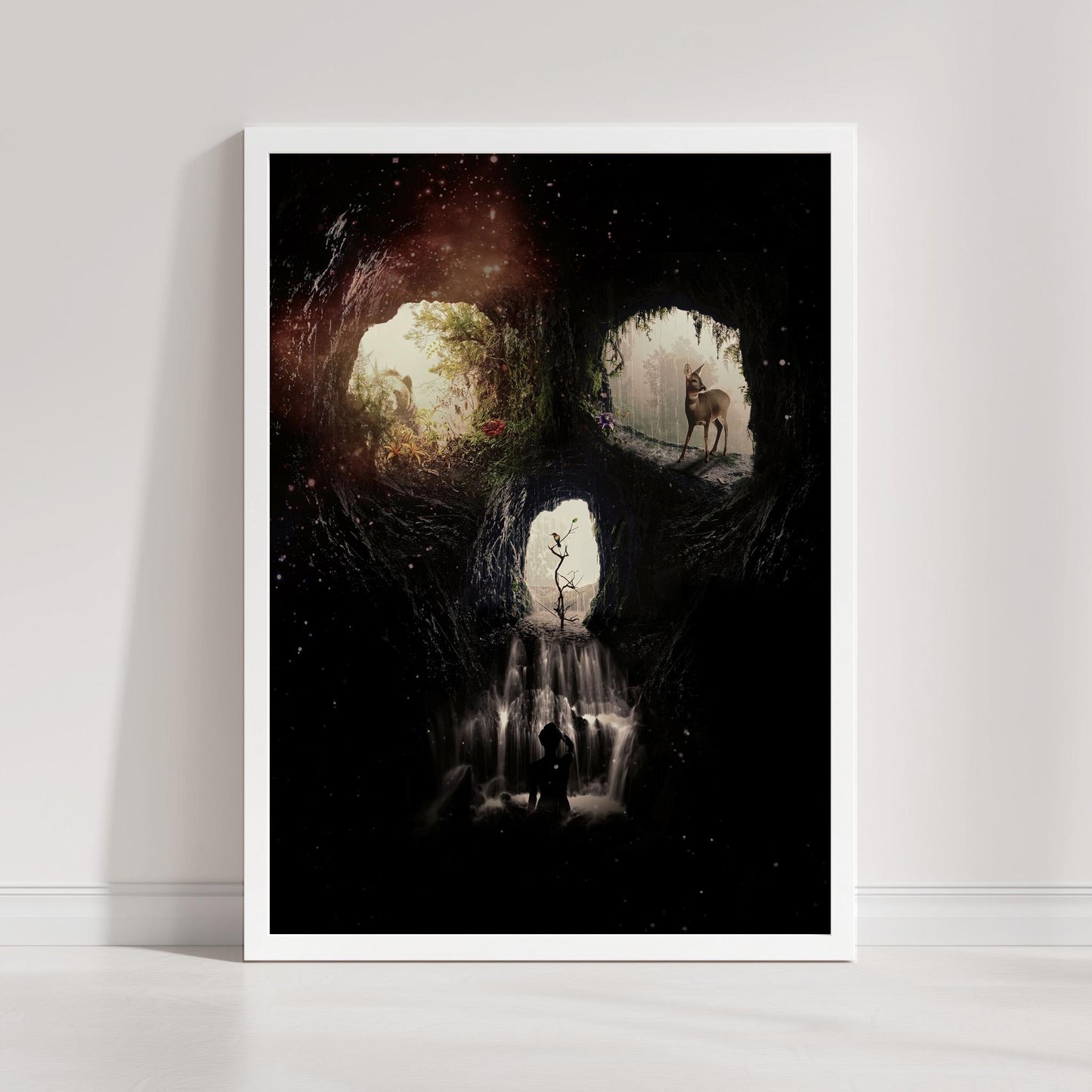 Skull Illusion Cave Artwork | Double Image Wall Art On Canvas, Poster And Framed Art Prints