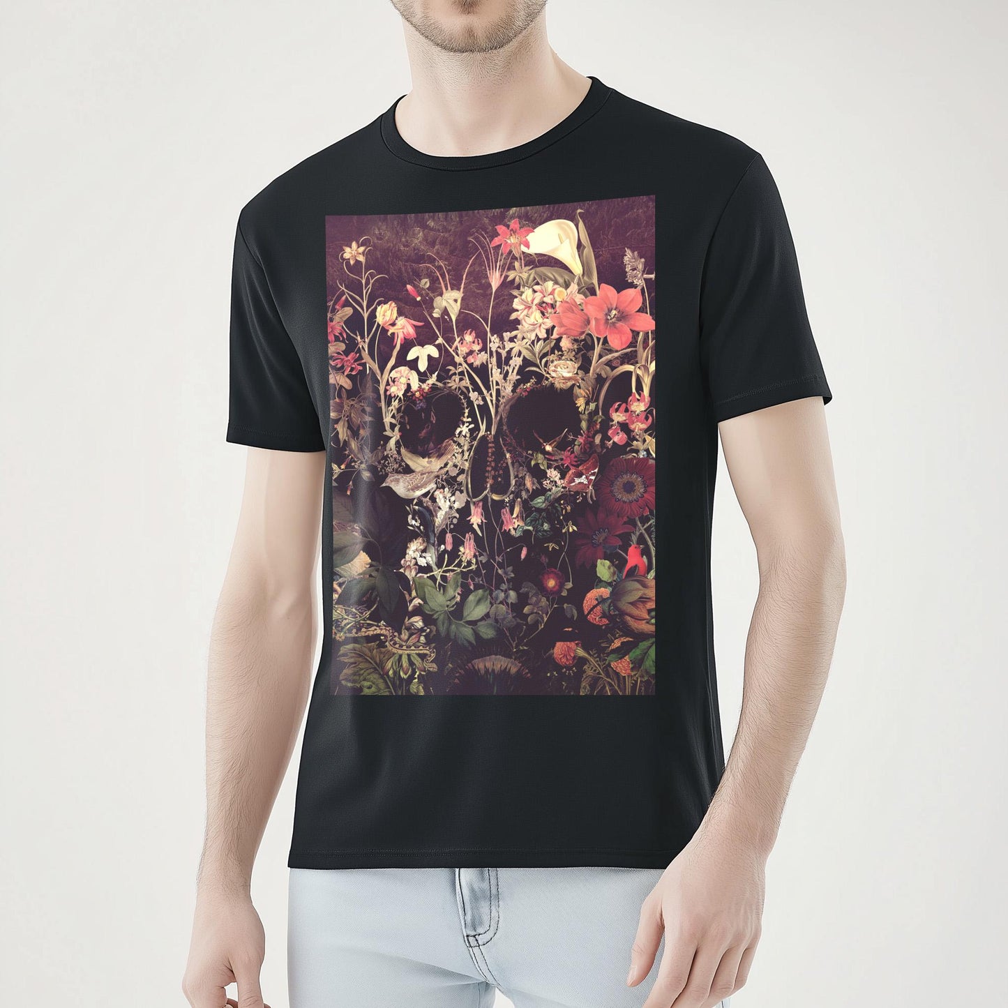 Bloom Skull T shirt, Boho Skull Unisex Clothing Gift
