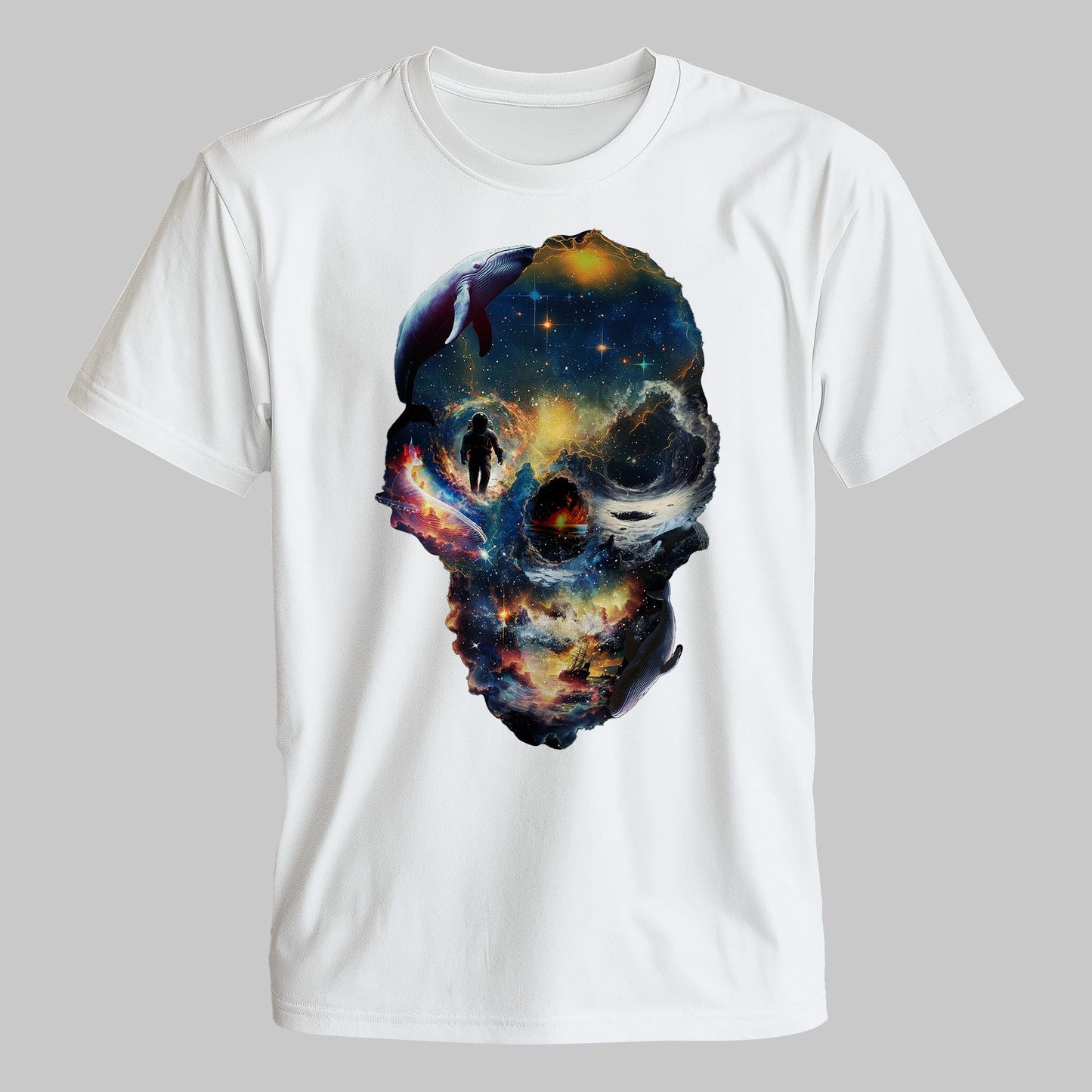 Surreal Skull Illusion Unisex Shirt: Cosmic Skull Illustration
