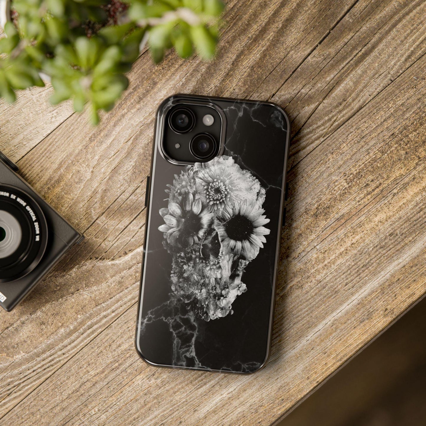 Floral Skull Tough Phone Cases for Bold Souls, Protective Accessories, Edgy Gifts, Unique Phone Covers, Halloween Decor