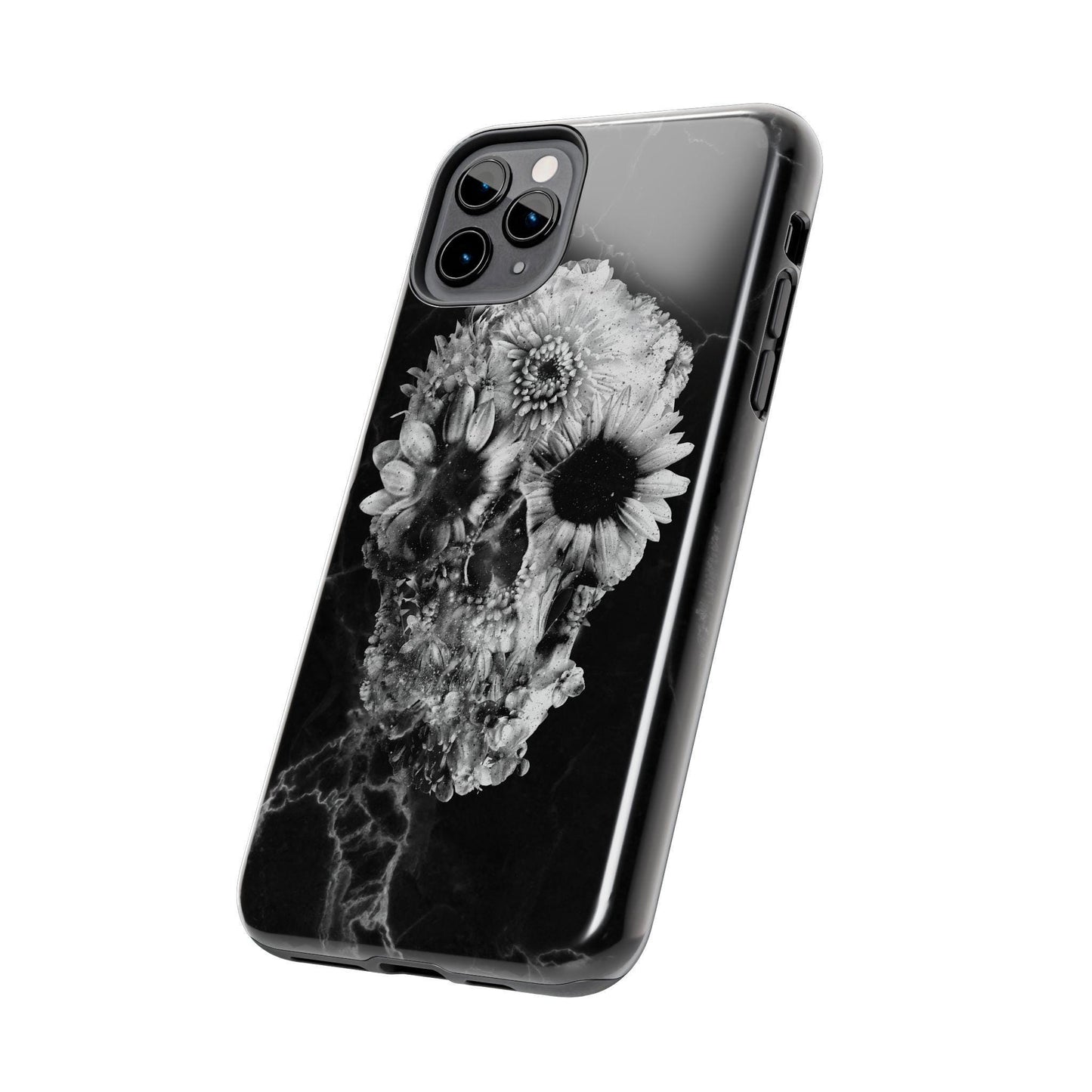 Floral Skull Tough Phone Cases for Bold Souls, Protective Accessories, Edgy Gifts, Unique Phone Covers, Halloween Decor