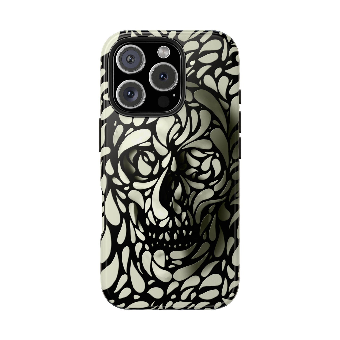 Skull Phone Case, Gothic Phone Cover, Tough Phone Sleeve, Abstract Skull Art, Black and White Tones, Halloween Phone Accessory