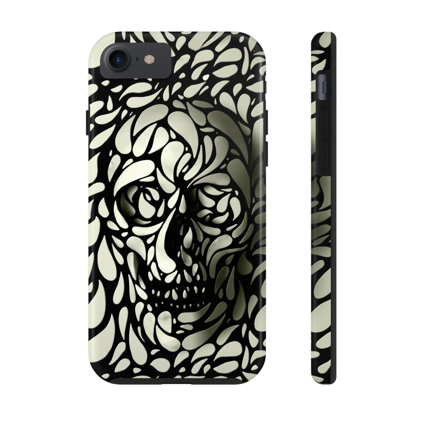 Skull Phone Case, Gothic Phone Cover, Tough Phone Sleeve, Abstract Skull Art, Black and White Tones, Halloween Phone Accessory