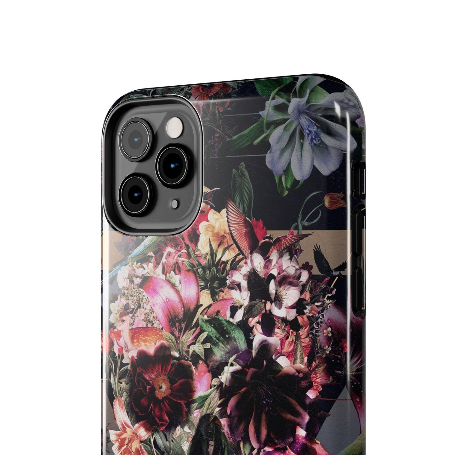 Skull Phone Case, Tough Phone Cover with Dark Floral Print, Gothic Accessories, Alternative Phone Shell, Edgy Cell Phone Protector